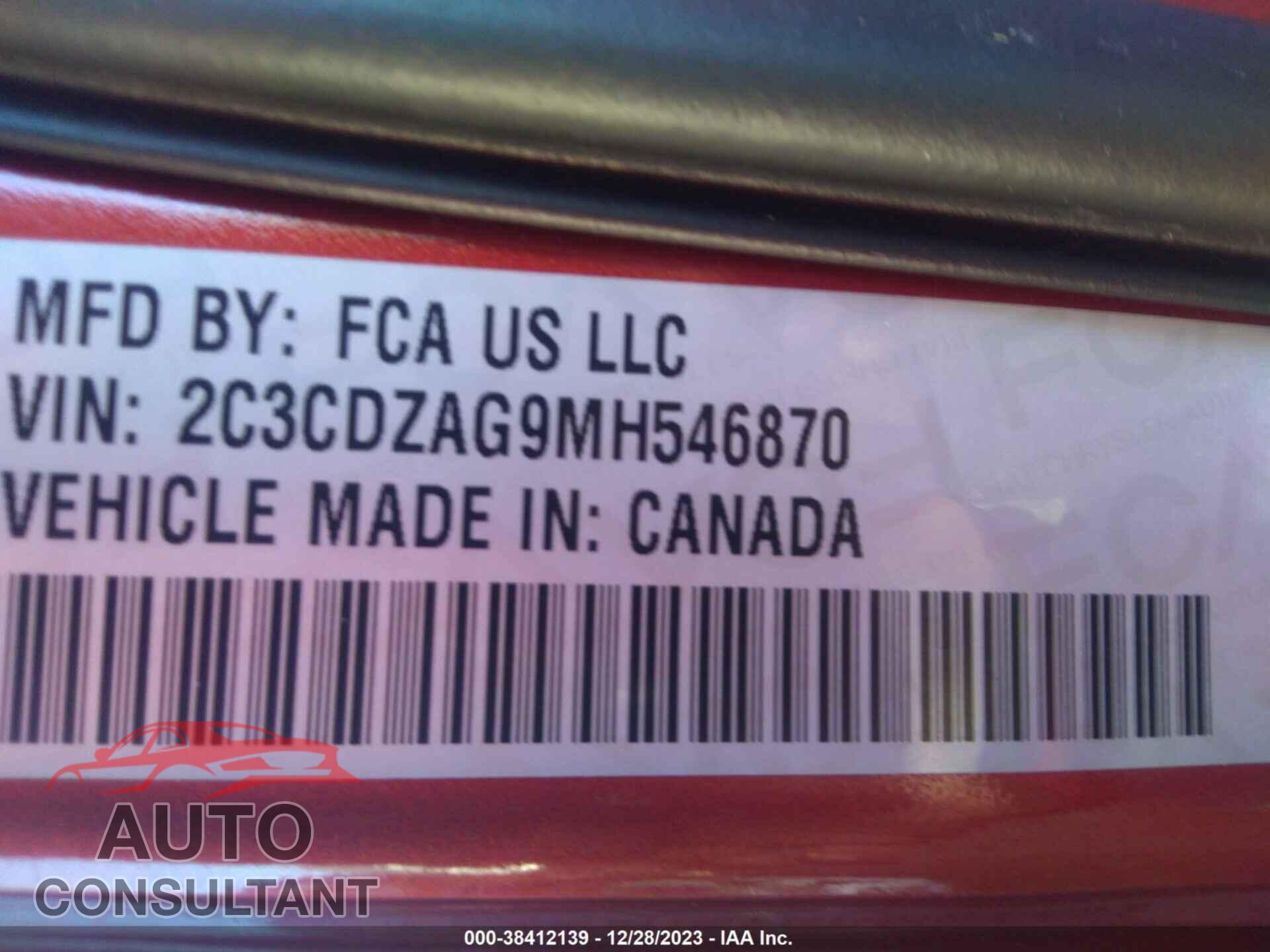 DODGE CHALLENGER 2021 - 2C3CDZAG9MH546870