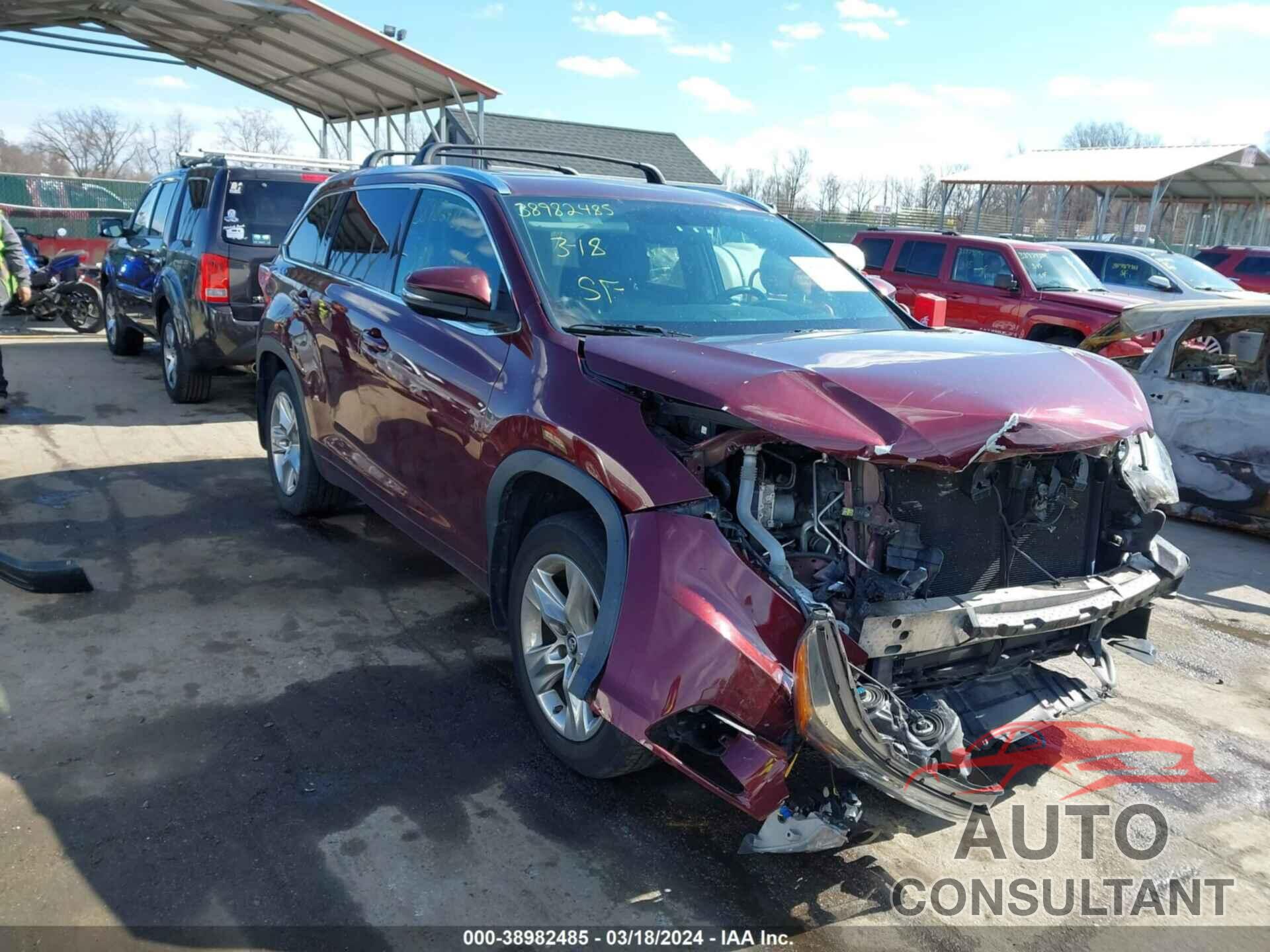 TOYOTA HIGHLANDER 2016 - 5TDDKRFH2GS333952