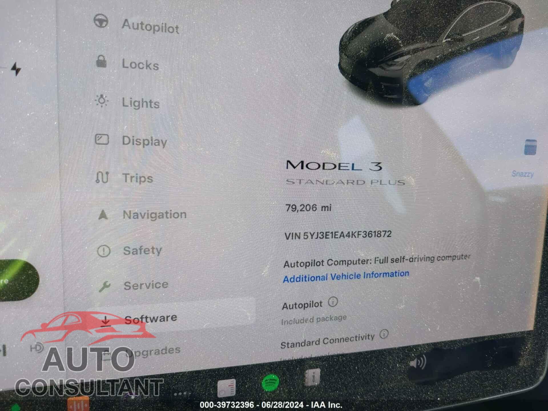 TESLA MODEL 3 2019 - 5YJ3E1EA4KF361872