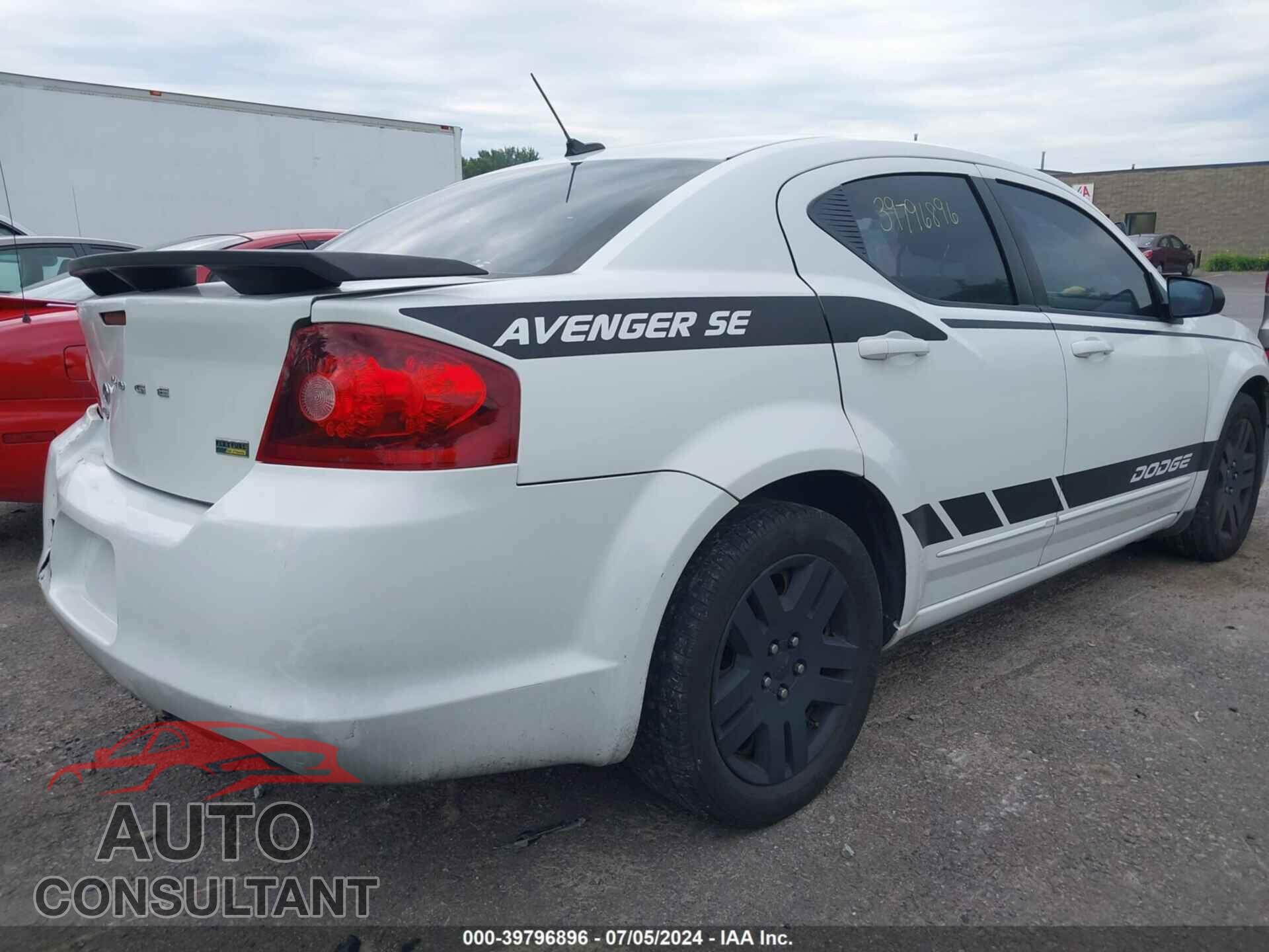 DODGE AVENGER 2012 - 1C3CDZAG4CN309256