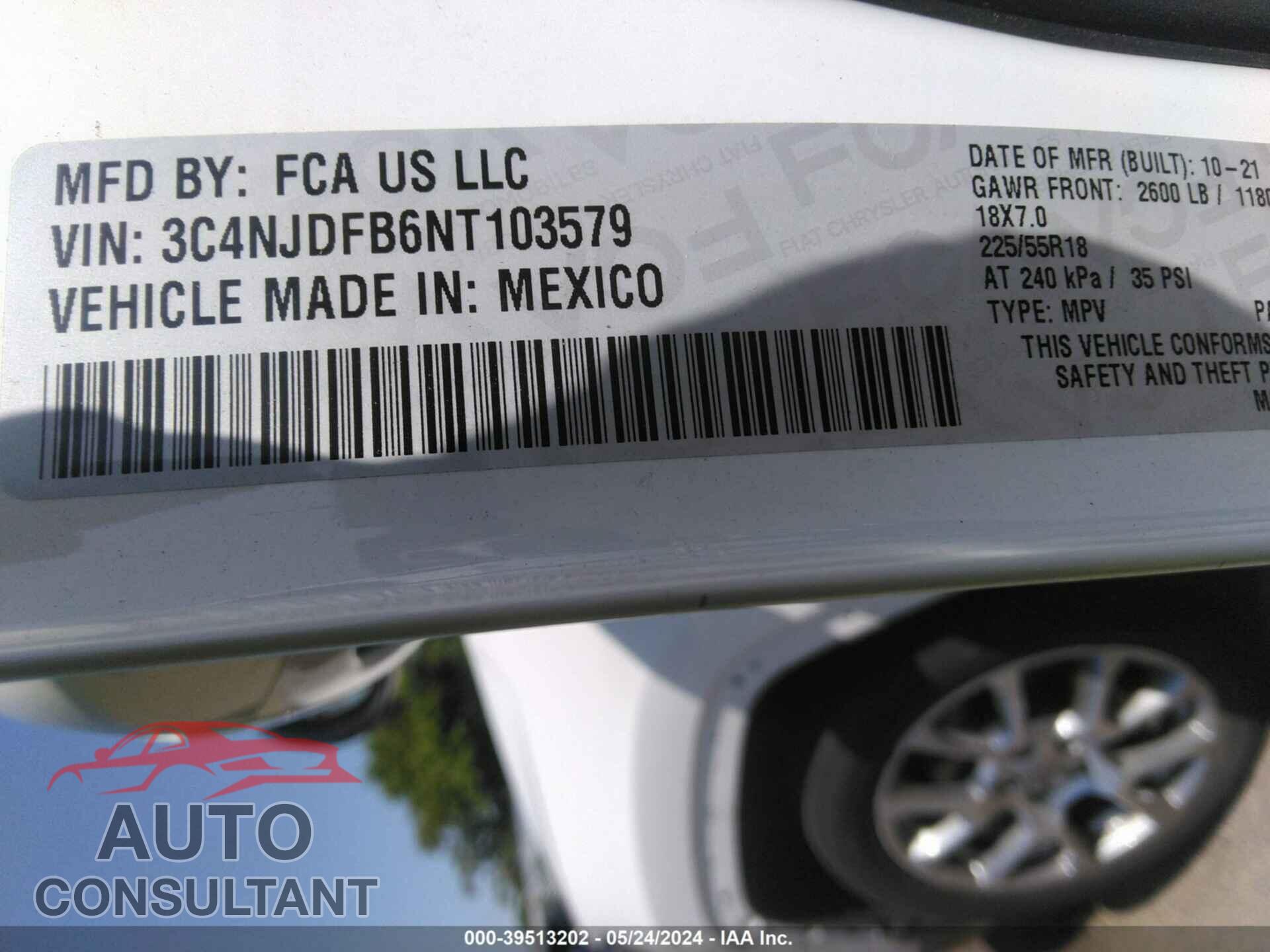 JEEP COMPASS 2022 - 3C4NJDFB6NT103579
