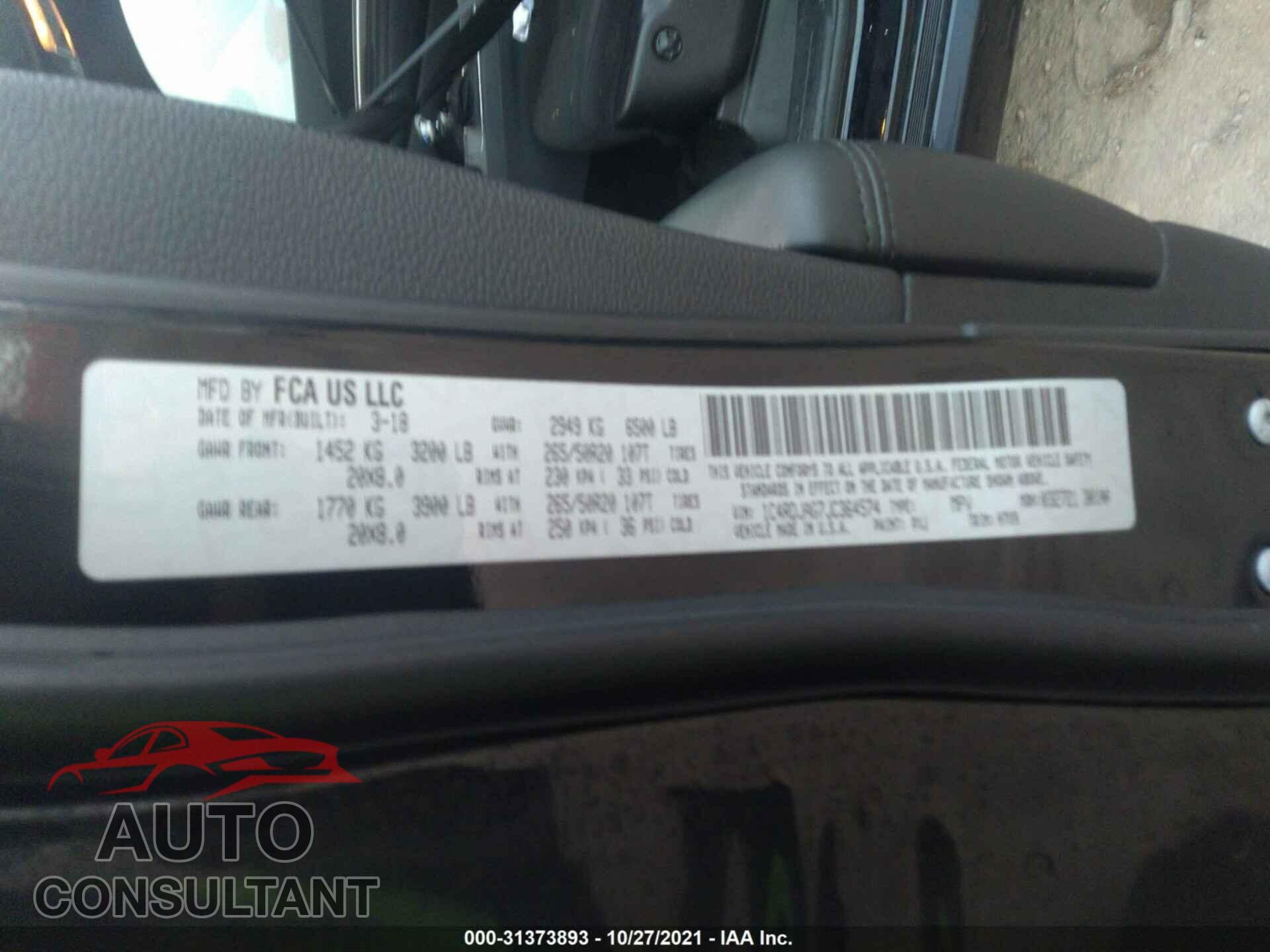 DODGE DURANGO 2018 - 1C4RDJAG7JC364574