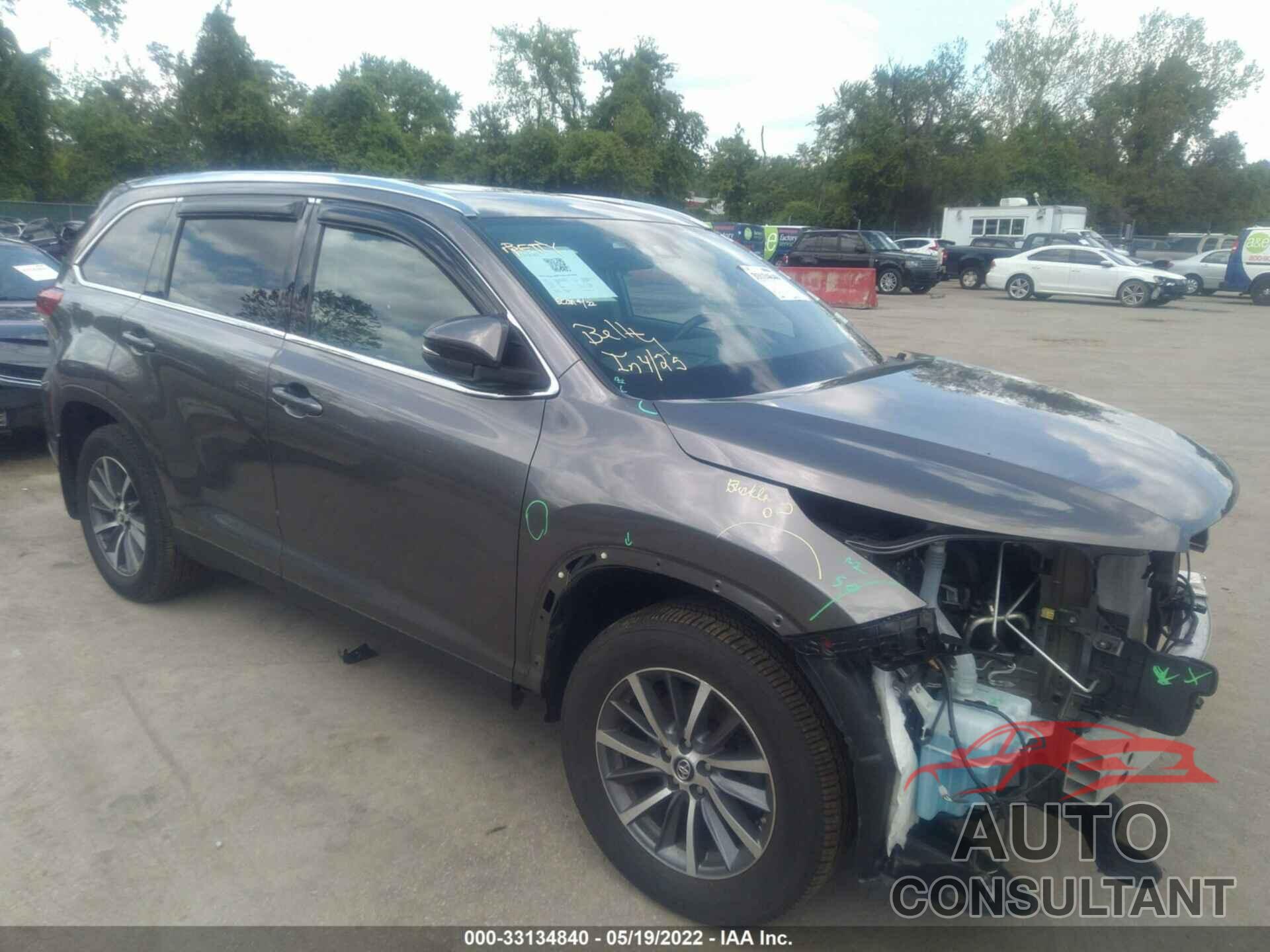 TOYOTA HIGHLANDER 2019 - 5TDJZRFH3KS926324