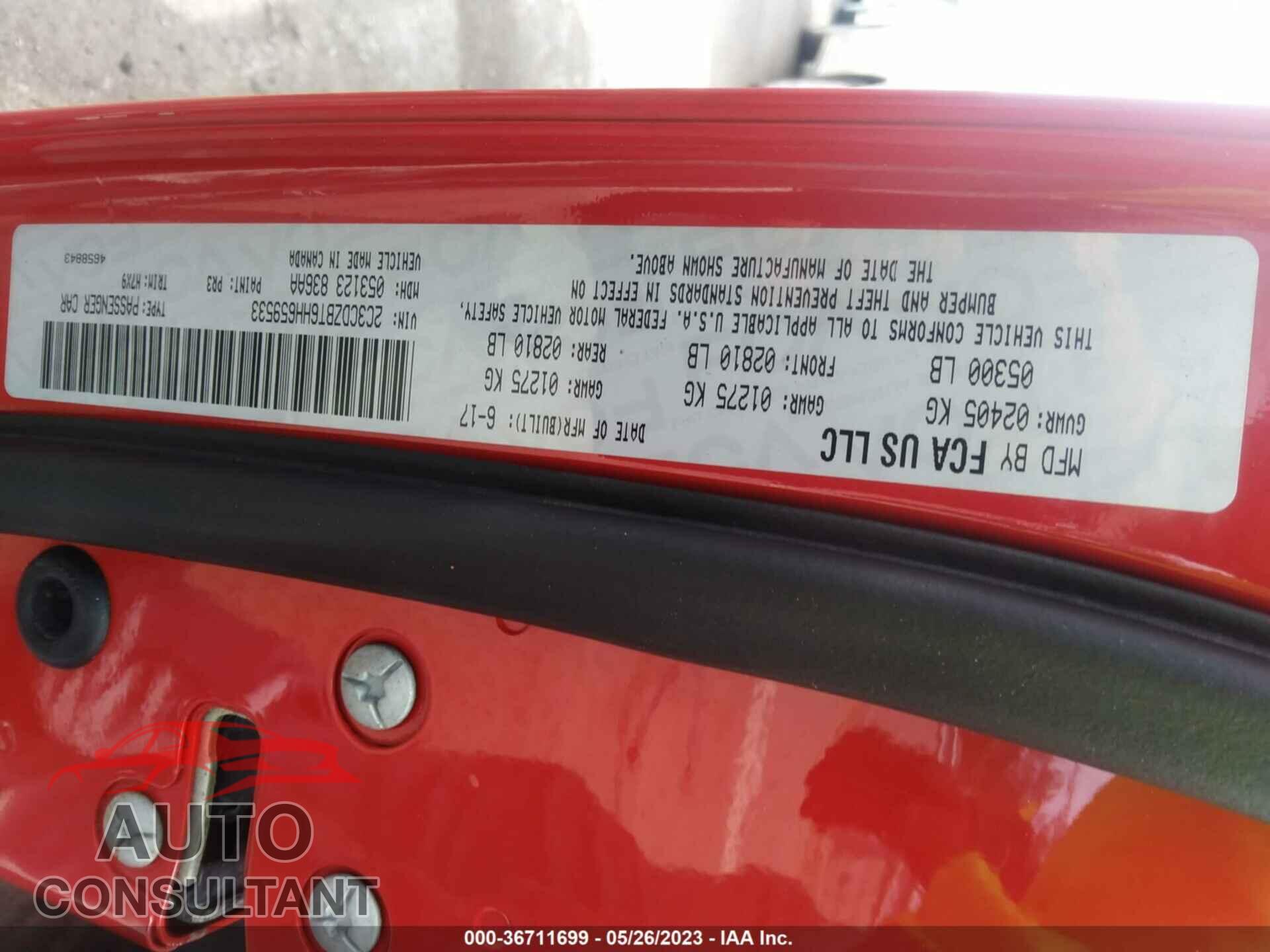 DODGE CHALLENGER 2017 - 2C3CDZBT6HH659533