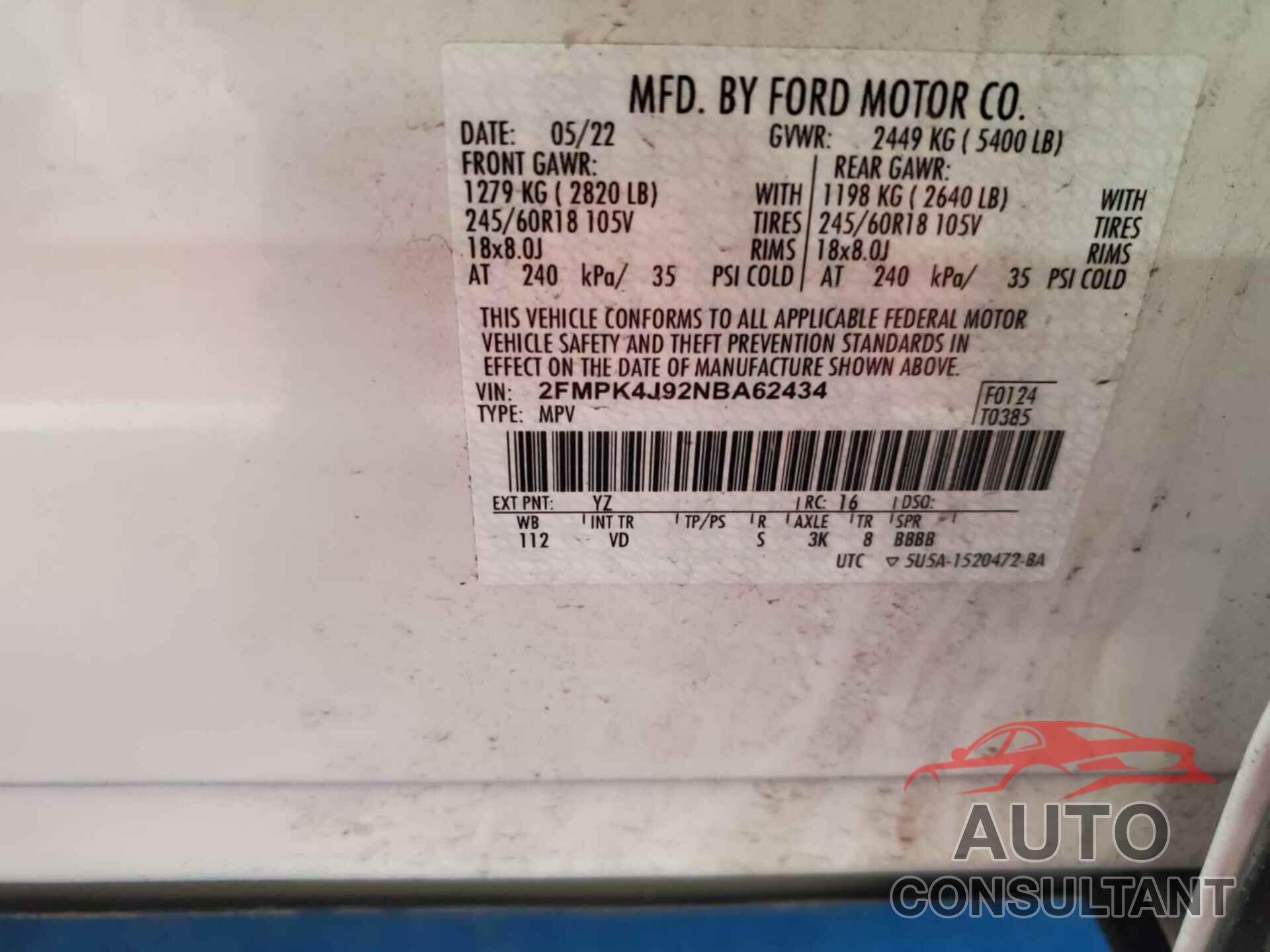 FORD EDGE 2022 - 2FMPK4J92NBA62434