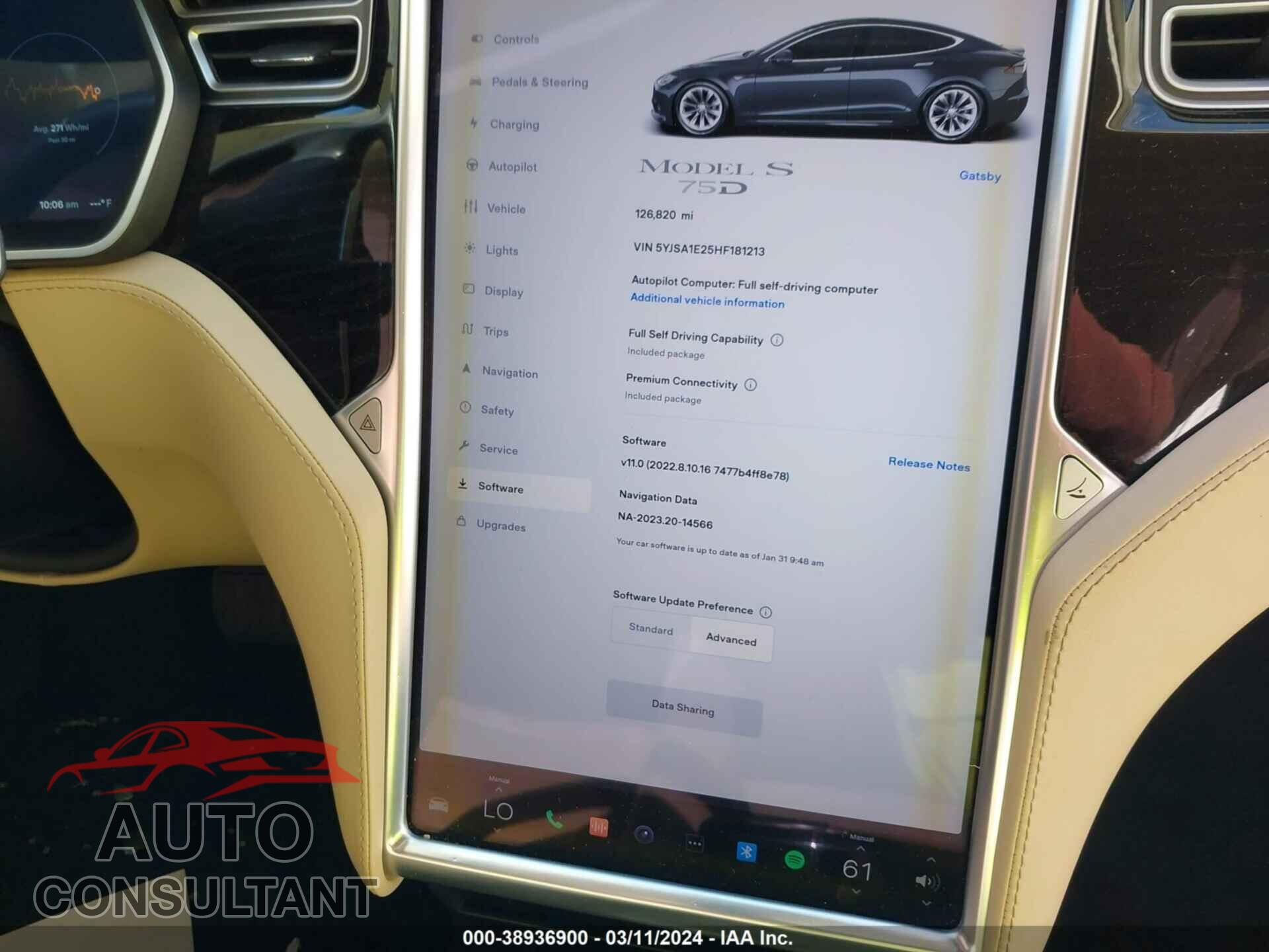 TESLA MODEL S 2017 - 5YJSA1E25HF181213