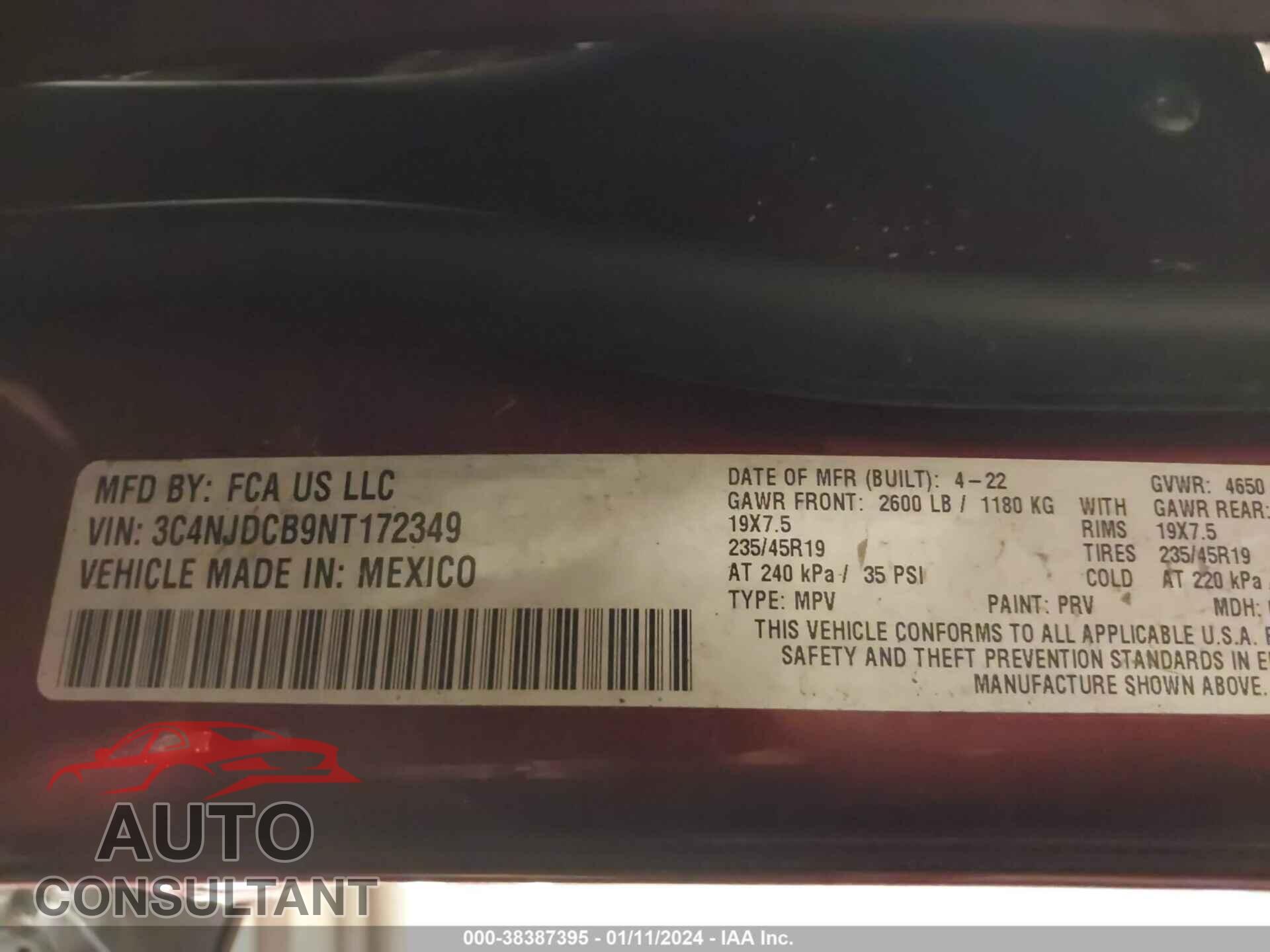JEEP COMPASS 2022 - 3C4NJDCB9NT172349