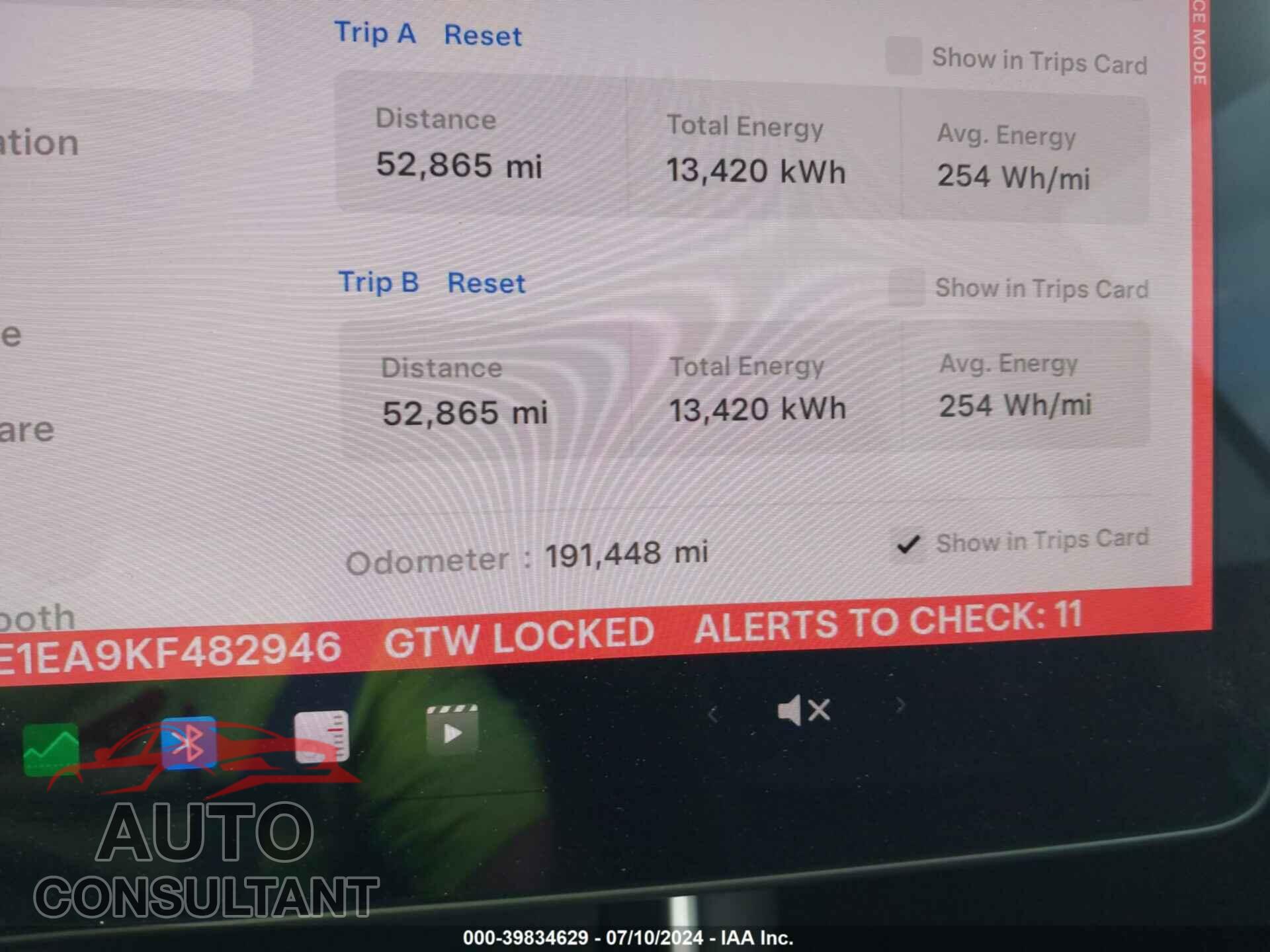 TESLA MODEL 3 2019 - 5YJ3E1EA9KF482946