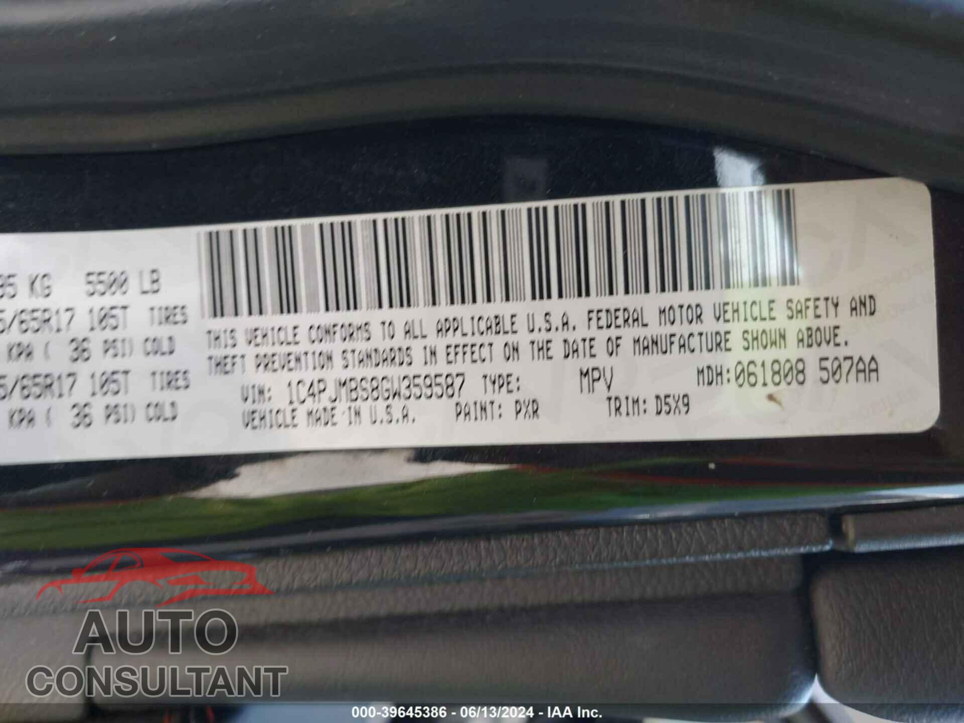 JEEP CHEROKEE 2016 - 1C4PJMBS8GW359587
