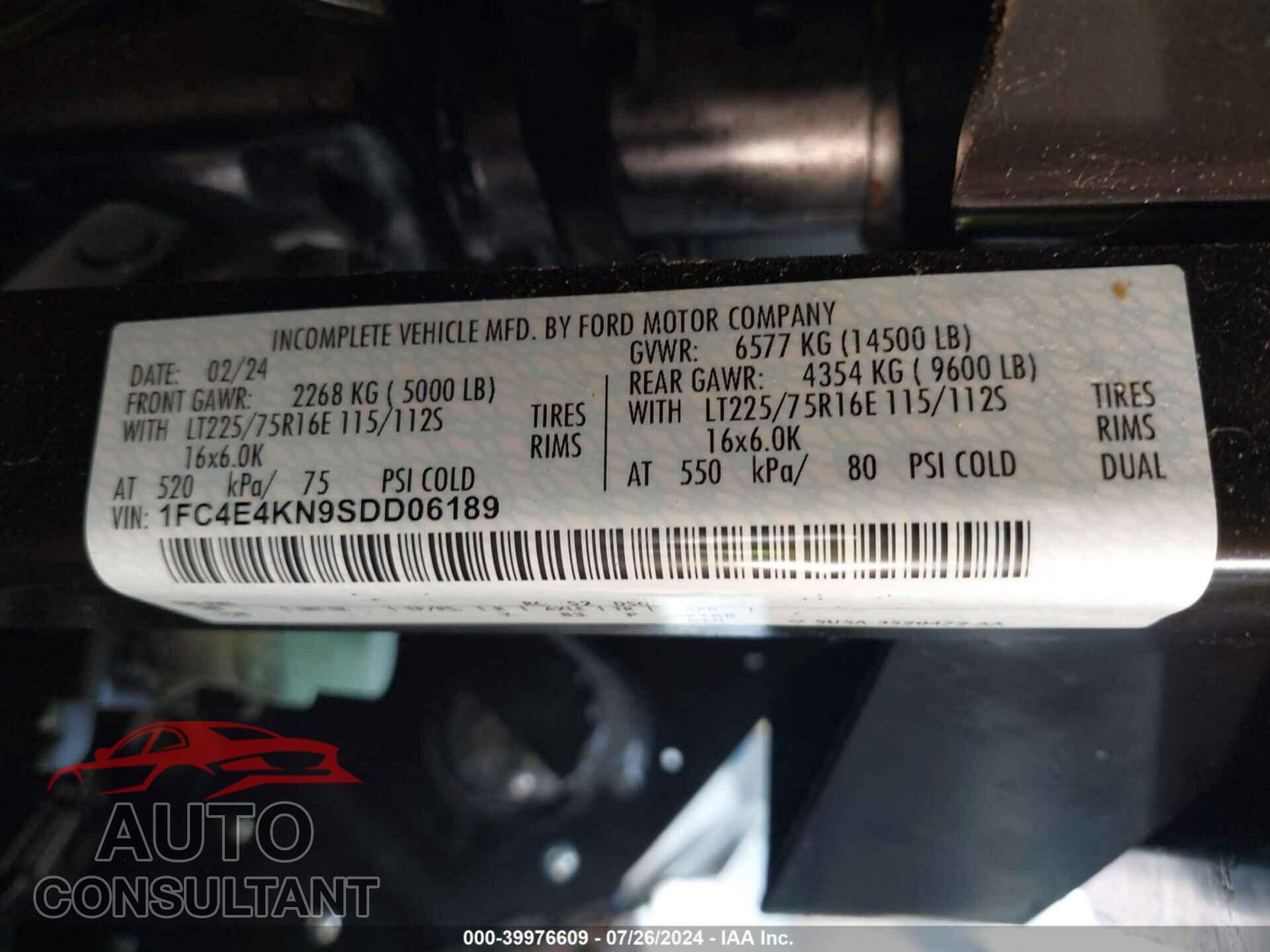 FORD E-450 STRIPPED 2025 - 1FC4E4KN9SDD06189