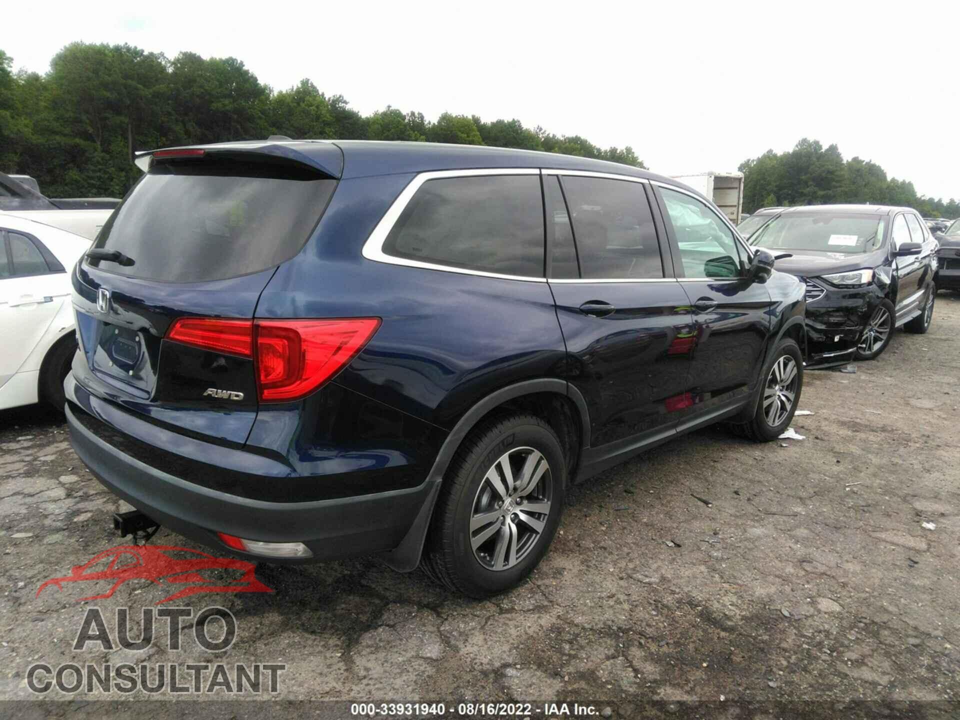 HONDA PILOT 2017 - 5FNYF6H62HB087975