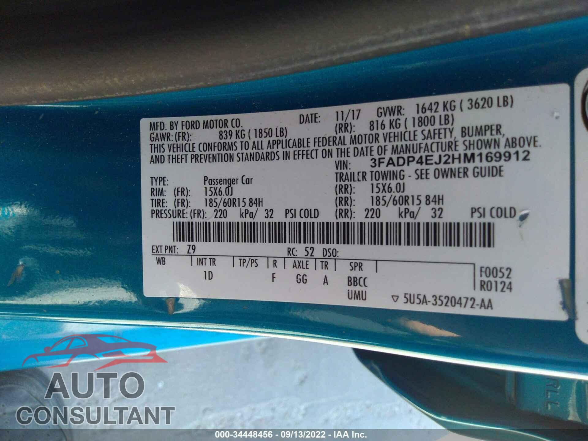 FORD FIESTA 2017 - 3FADP4EJ2HM169912