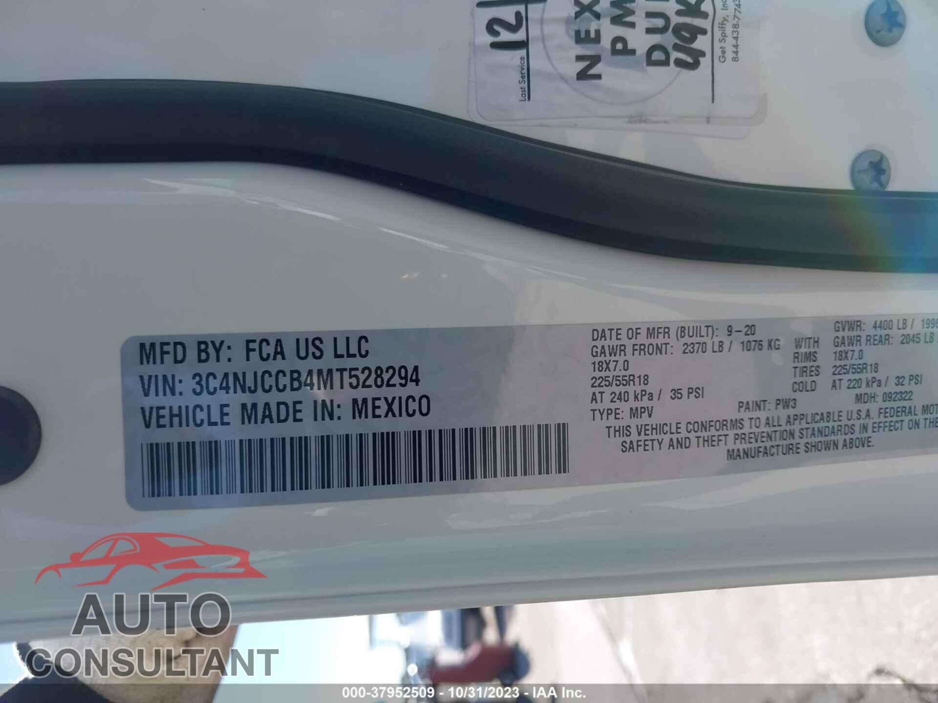 JEEP COMPASS 2021 - 3C4NJCCB4MT528294
