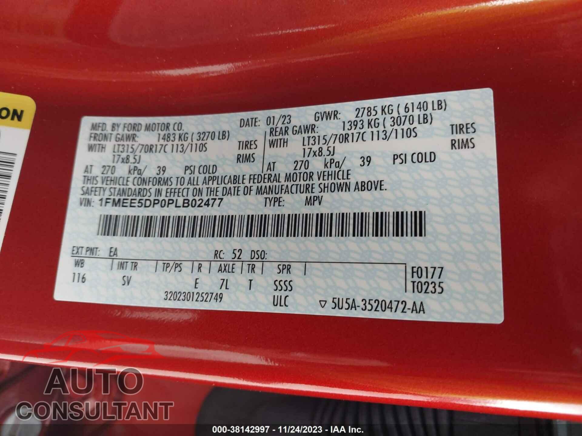 FORD BRONCO 2023 - 1FMEE5DP0PLB02477