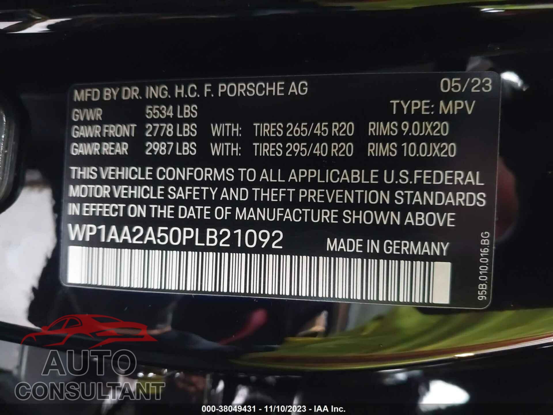 PORSCHE MACAN 2023 - WP1AA2A50PLB21092