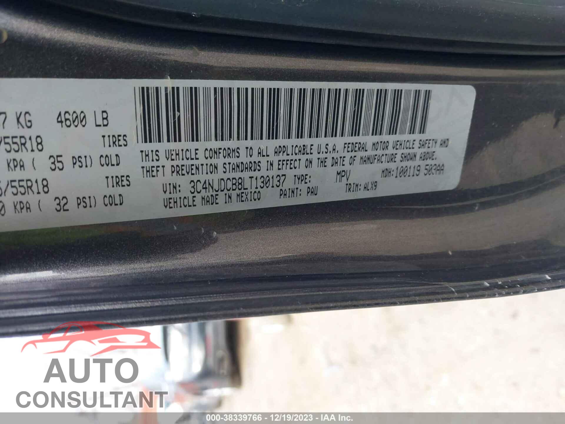 JEEP COMPASS 2020 - 3C4NJDCB8LT130137