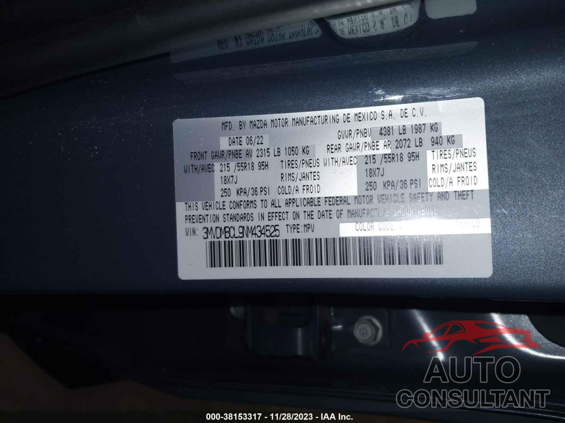 MAZDA CX-30 2022 - 3MVDMBCL9NM434525