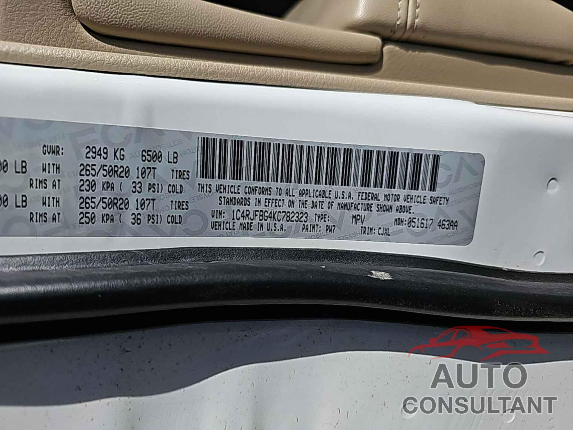 JEEP GRAND CHEROKEE 2019 - 1C4RJFBG4KC782323