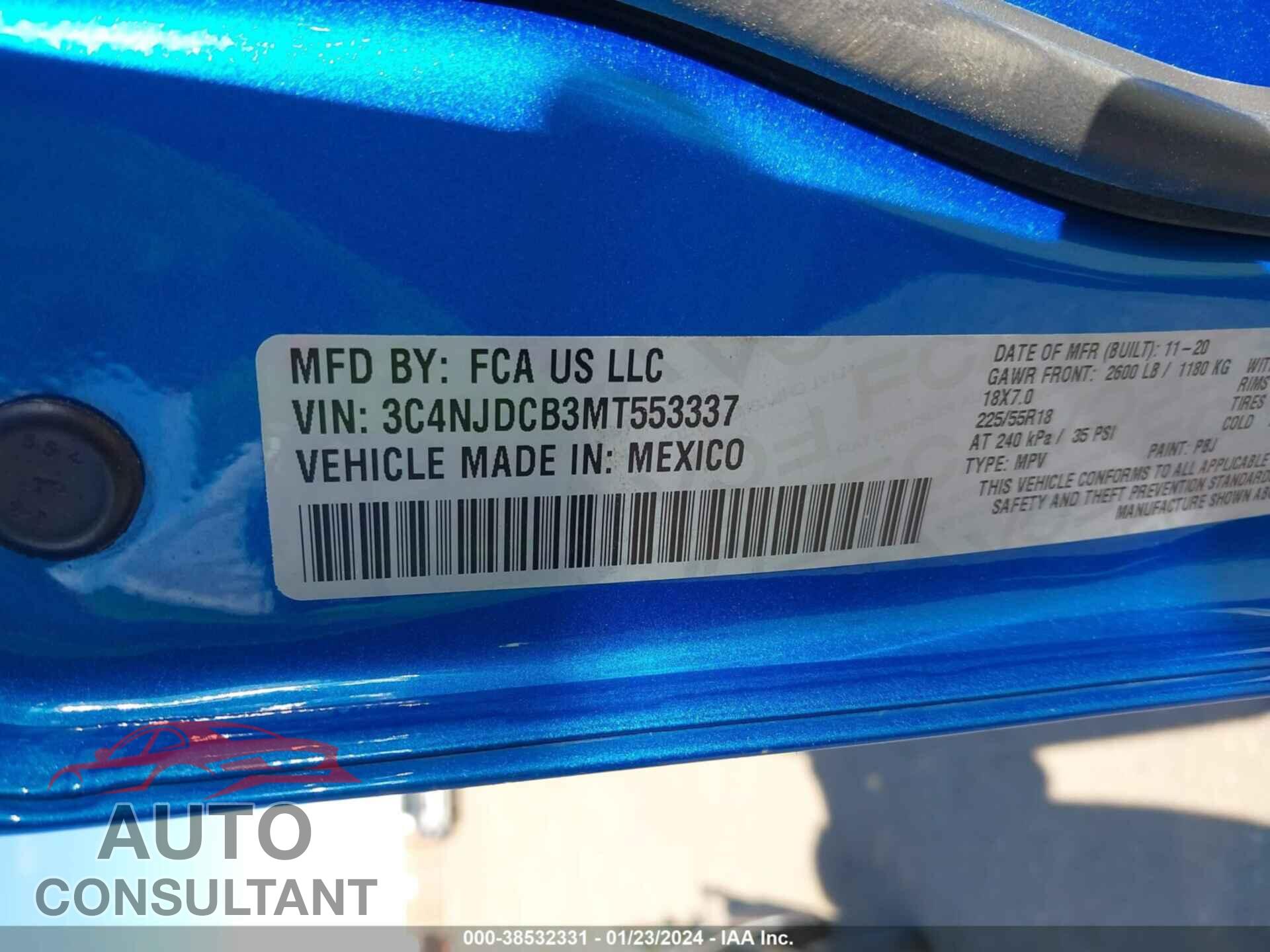 JEEP COMPASS 2021 - 3C4NJDCB3MT553337