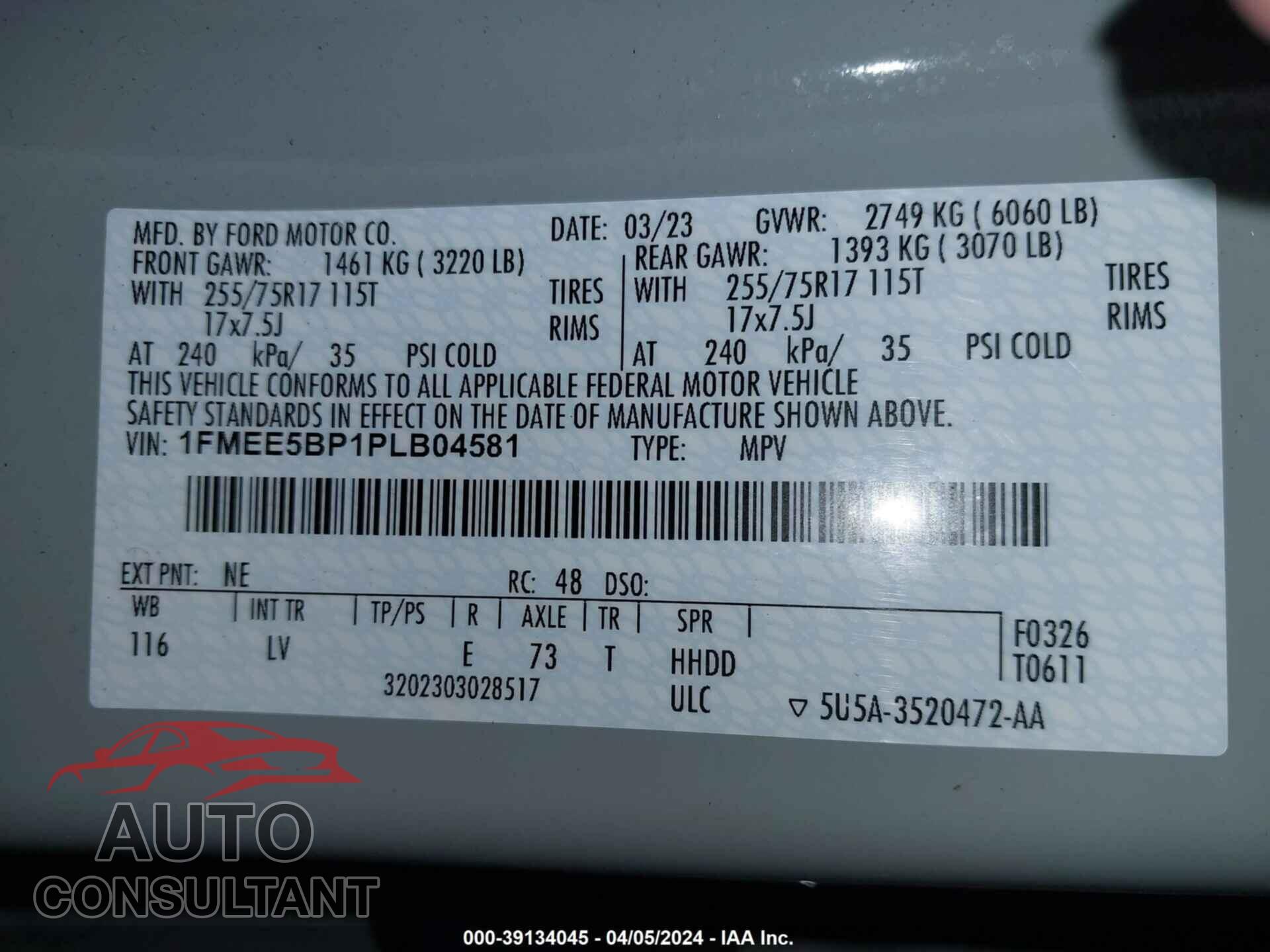 FORD BRONCO 2023 - 1FMEE5BP1PLB04581