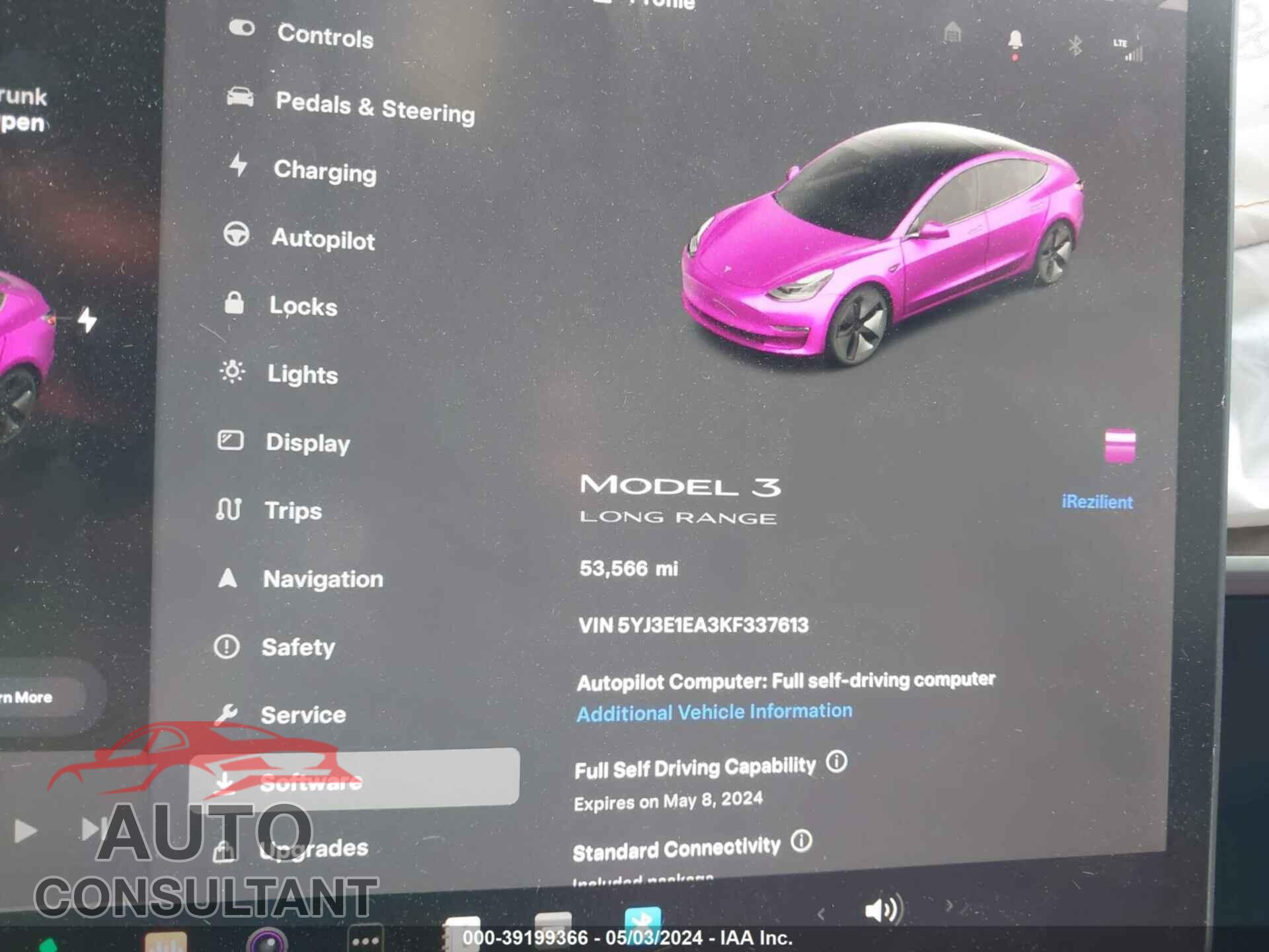 TESLA MODEL 3 2019 - 5YJ3E1EA3KF337613