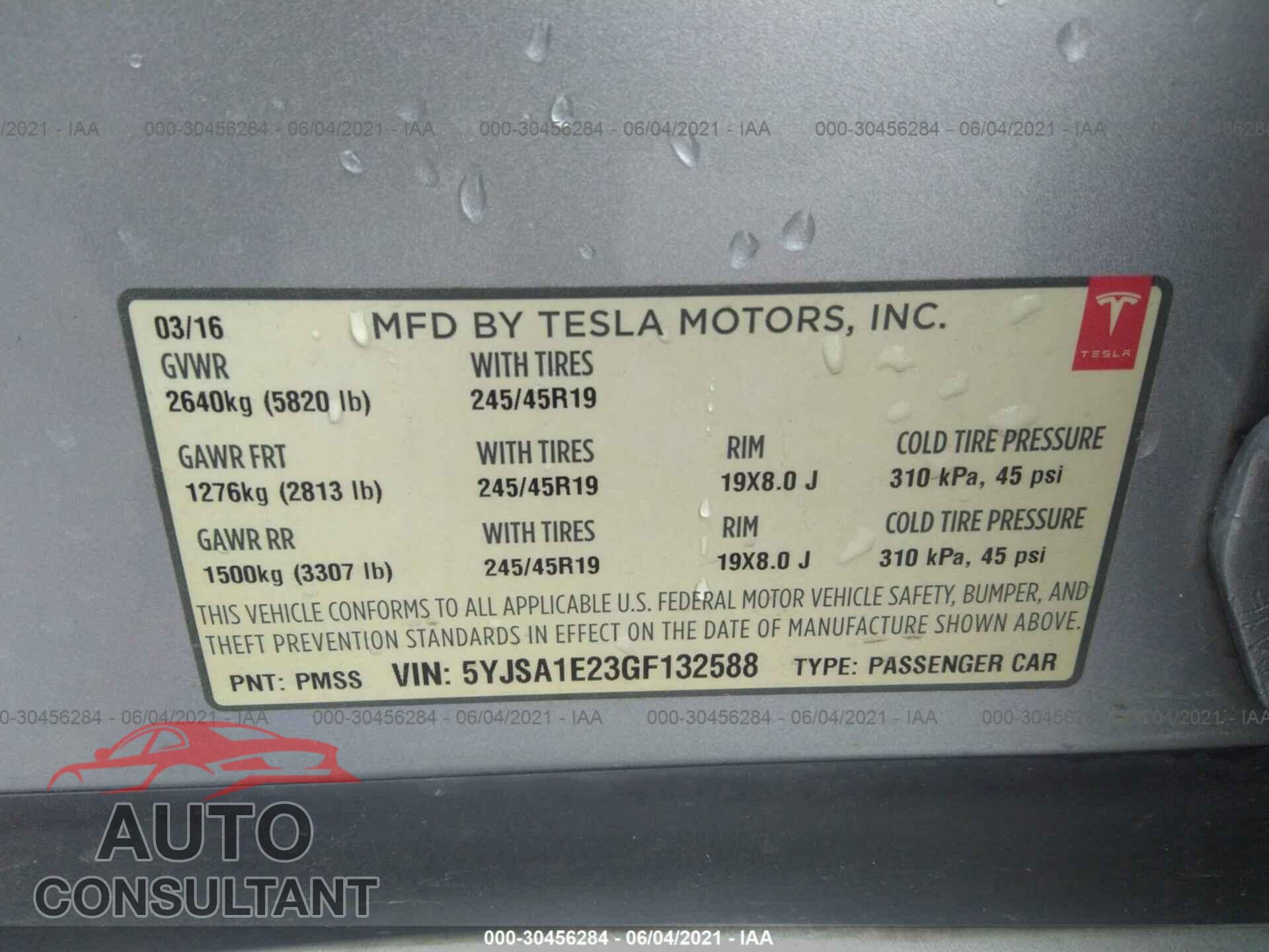 TESLA MODEL S 2016 - 5YJSA1E23GF132588