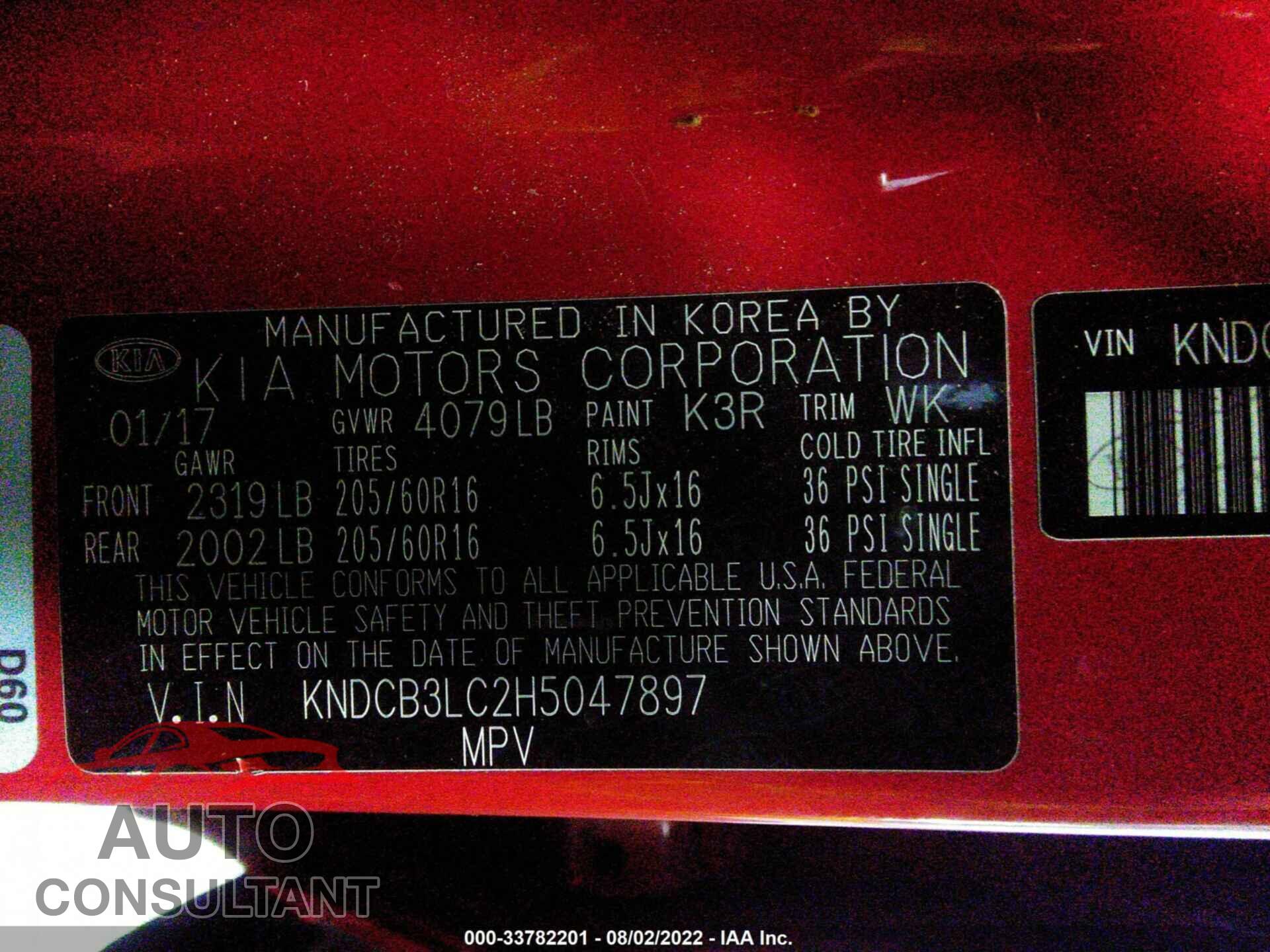 KIA NIRO 2017 - KNDCB3LC2H5047897