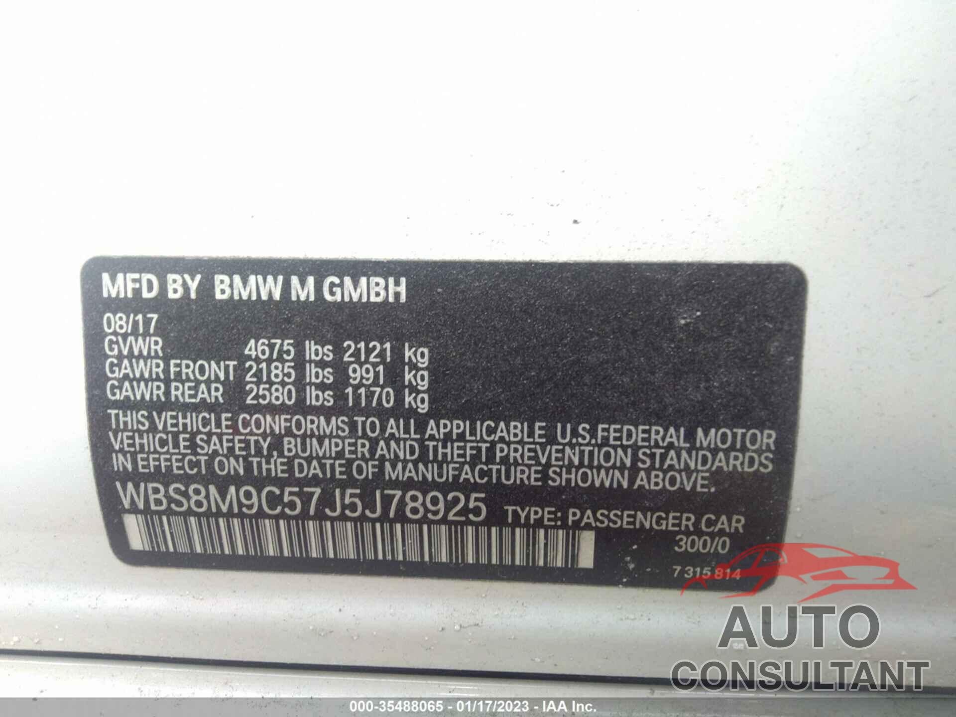 BMW M3 2018 - WBS8M9C57J5J78925