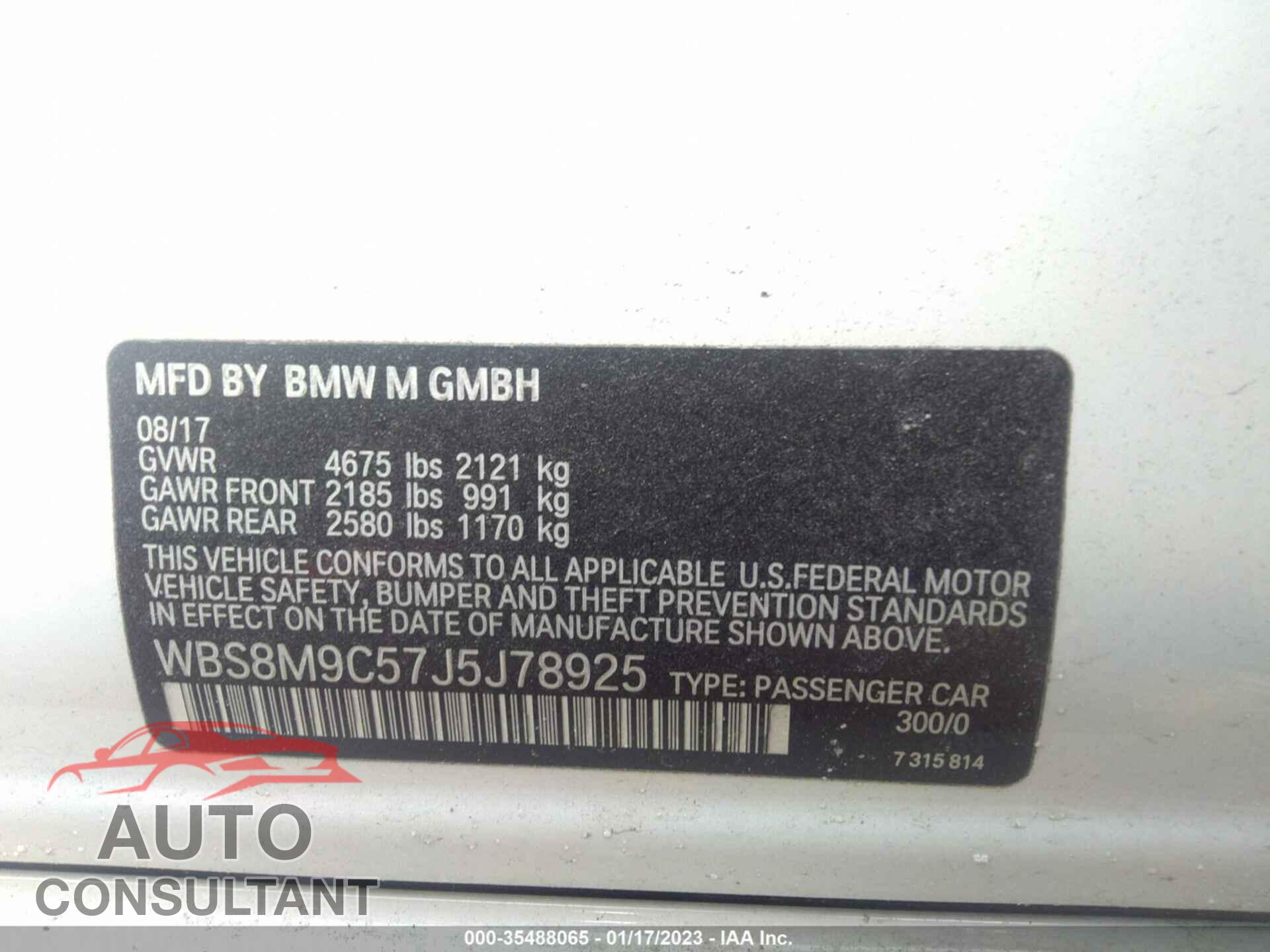 BMW M3 2018 - WBS8M9C57J5J78925