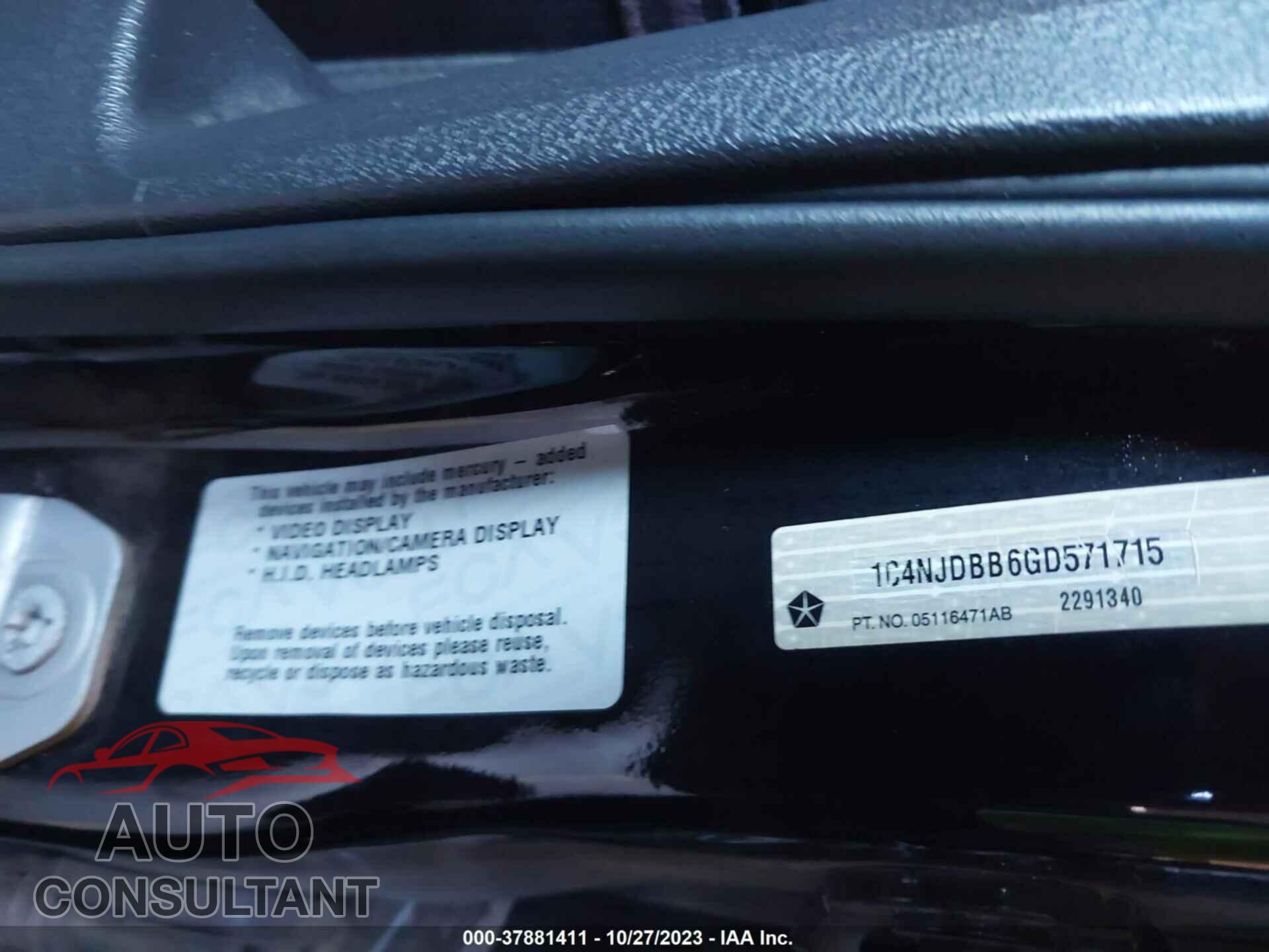 JEEP COMPASS 2016 - 1C4NJDBB6GD571715