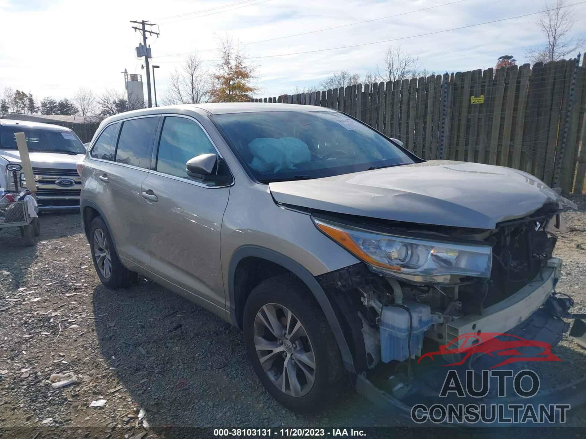 TOYOTA HIGHLANDER 2015 - 5TDZKRFH4FS085322