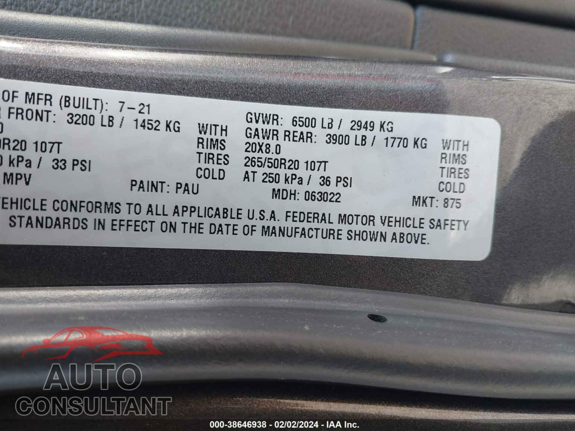 DODGE DURANGO 2021 - 1C4RDJDGXMC752690