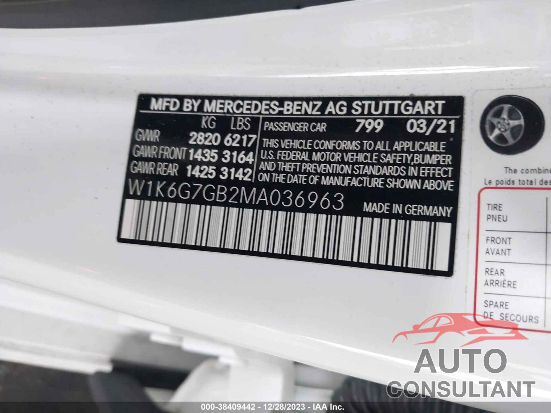 MERCEDES-BENZ S 580 2021 - W1K6G7GB2MA036963