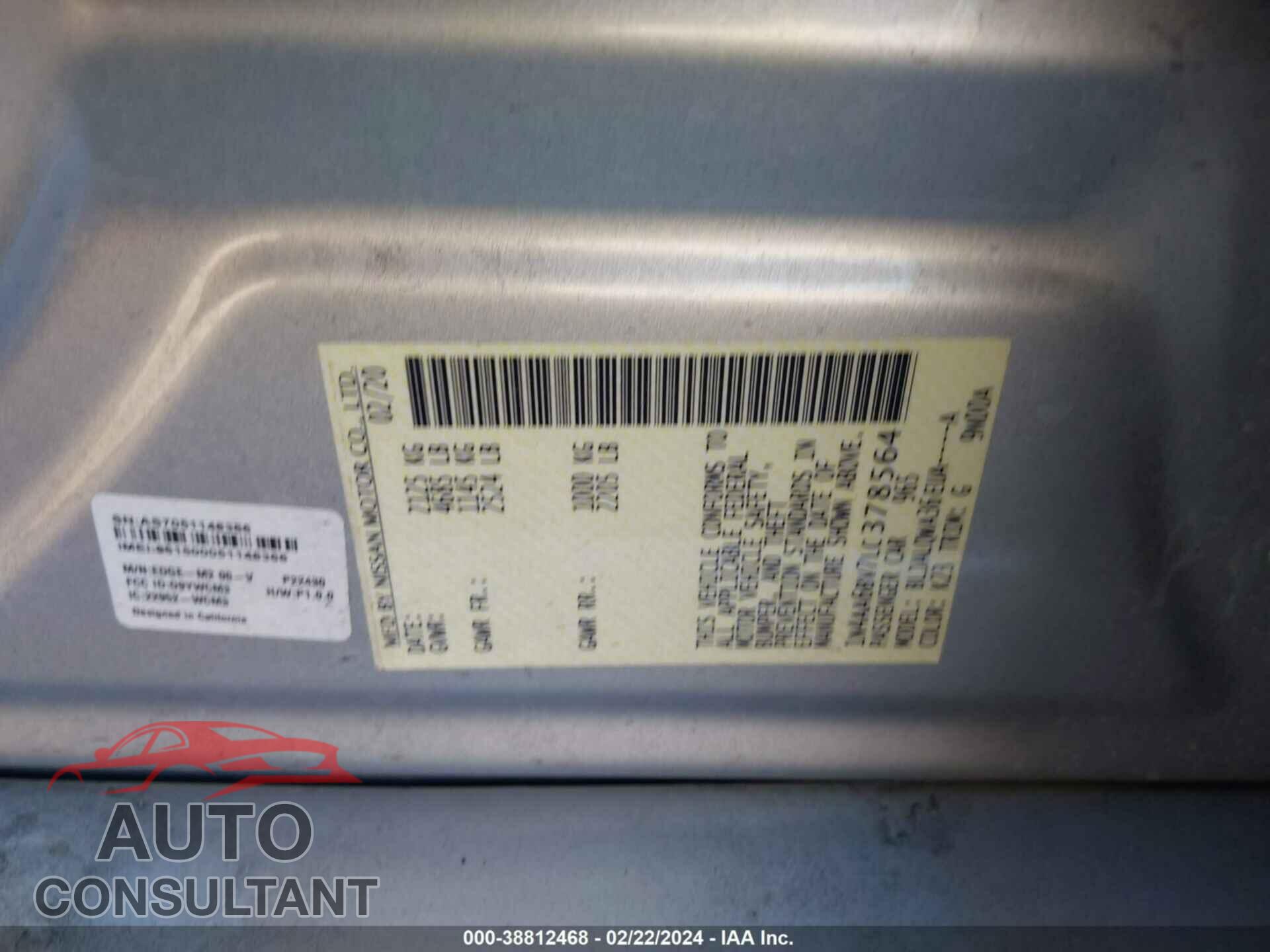 NISSAN MAXIMA 2020 - 1N4AA6BV7LC378564