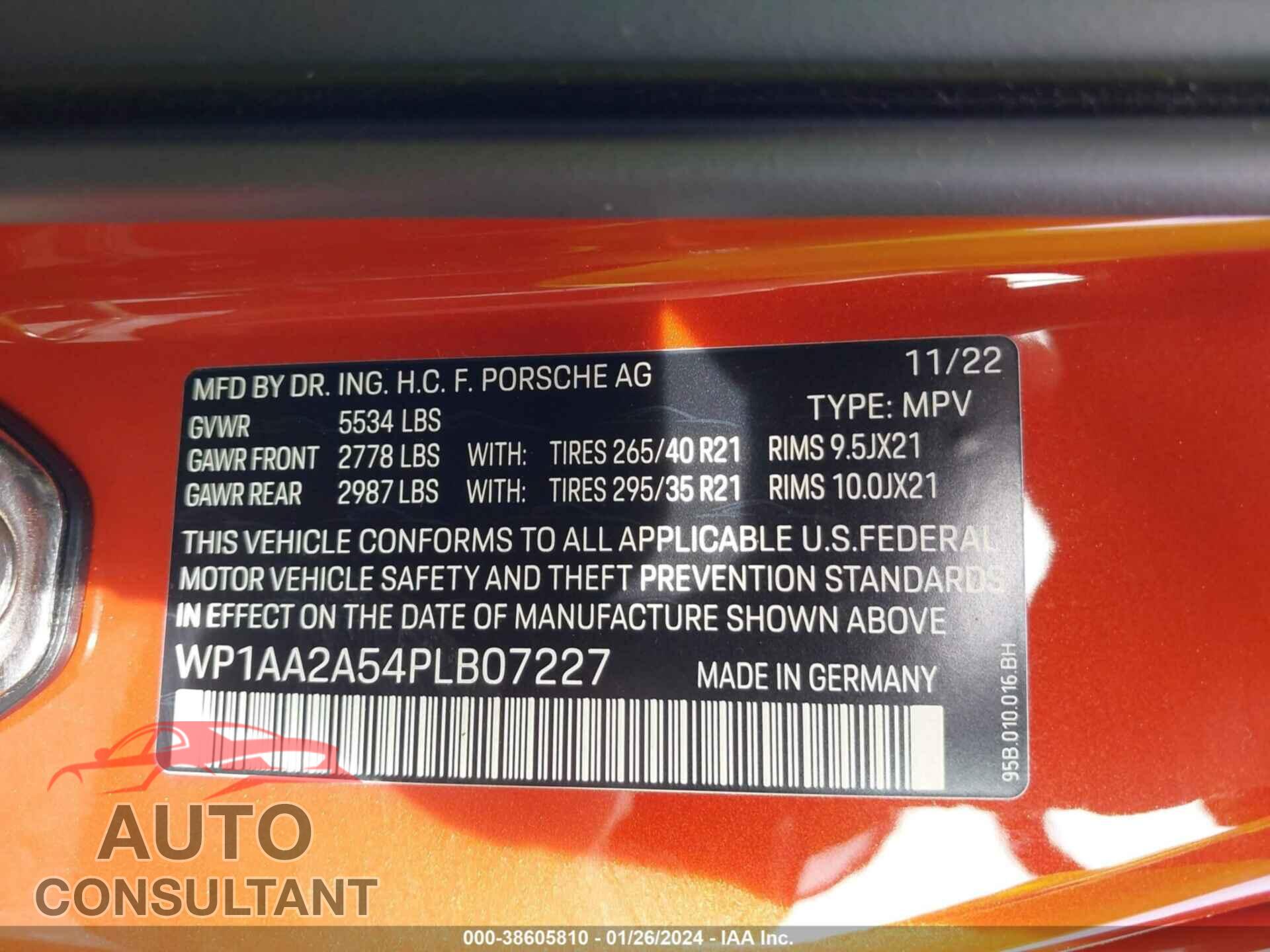 PORSCHE MACAN 2023 - WP1AA2A54PLB07227