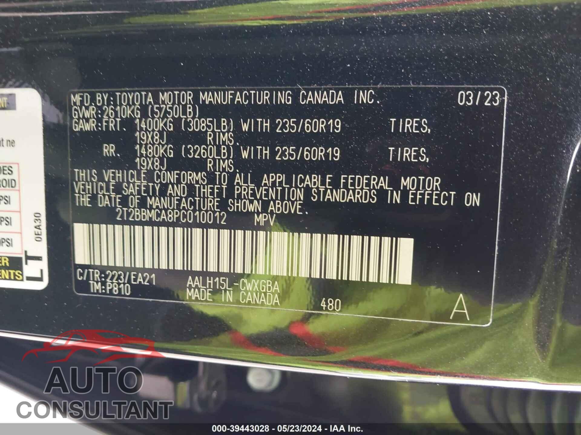 LEXUS RX 2023 - 2T2BBMCA8PC010012