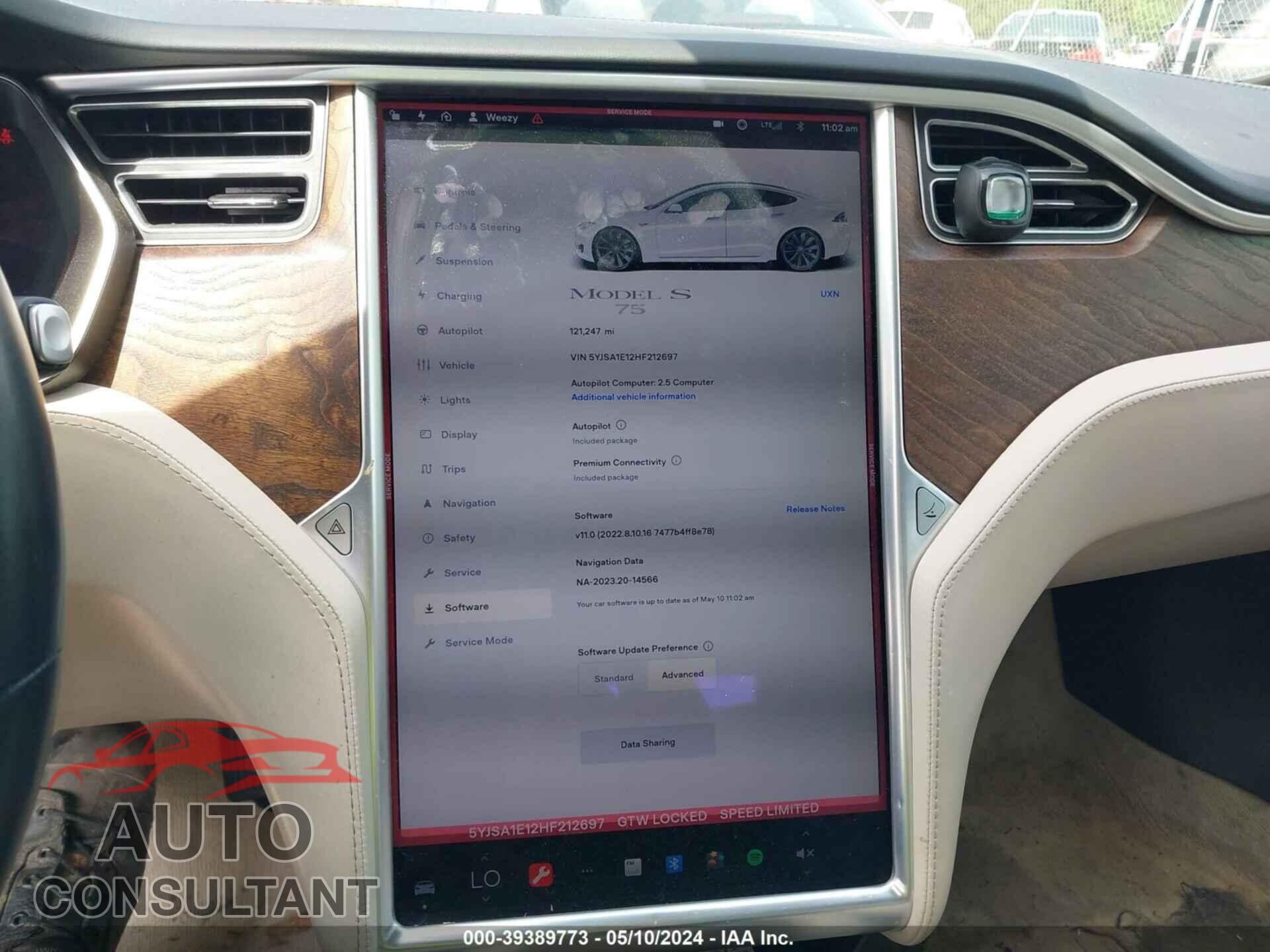 TESLA MODEL S 2017 - 5YJSA1E12HF212697