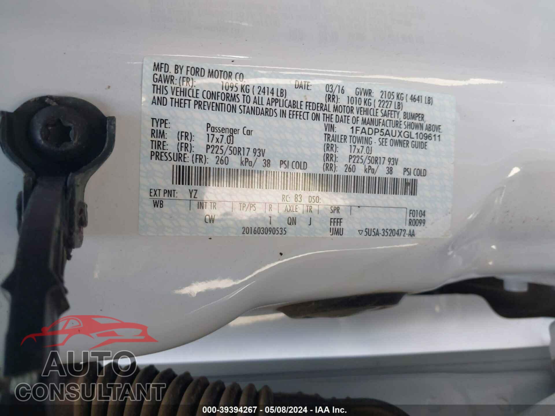 FORD C-MAX HYBRID 2016 - 1FADP5AUXGL109611