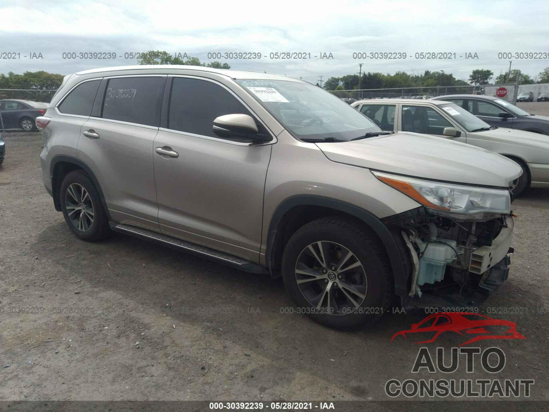 TOYOTA HIGHLANDER 2016 - 5TDJKRFH6GS295547