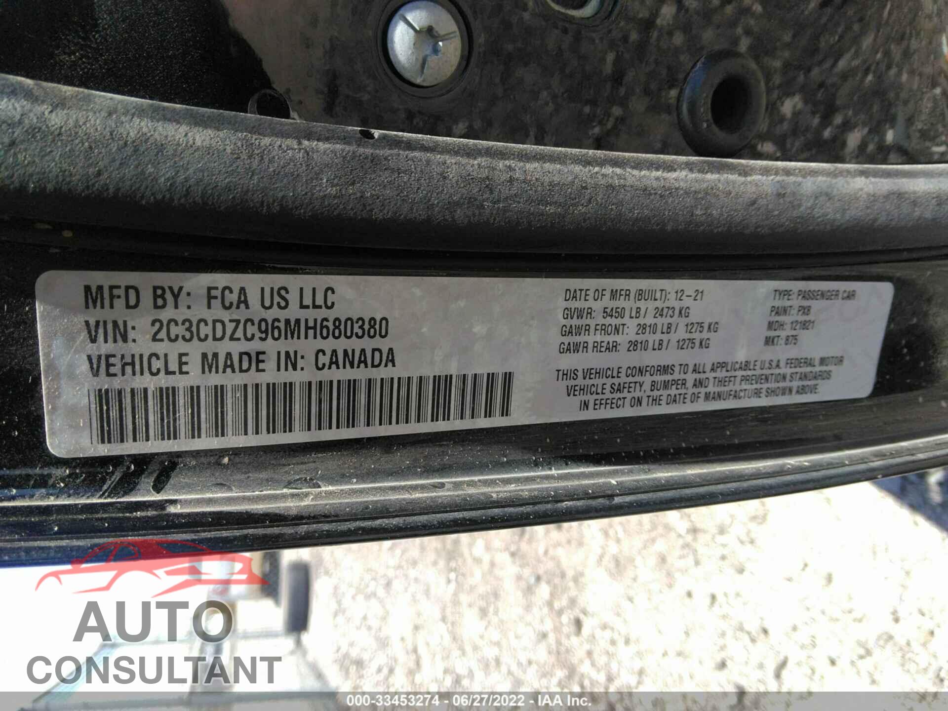 DODGE CHALLENGER 2021 - 2C3CDZC96MH680380