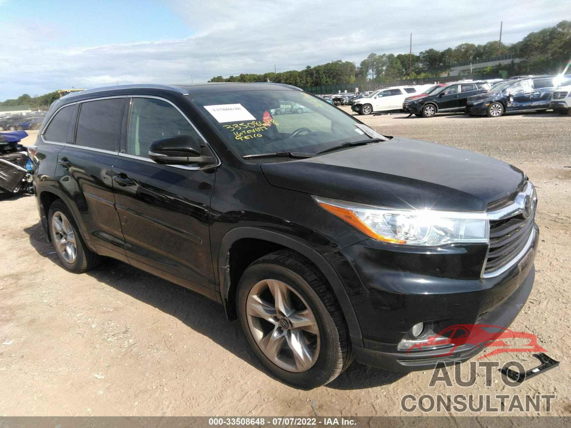 TOYOTA HIGHLANDER 2016 - 5TDDKRFH5GS327630