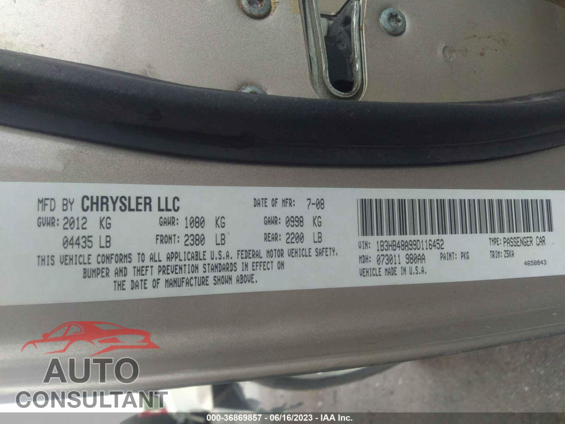 DODGE CALIBER 2009 - 1B3HB48A99D116452
