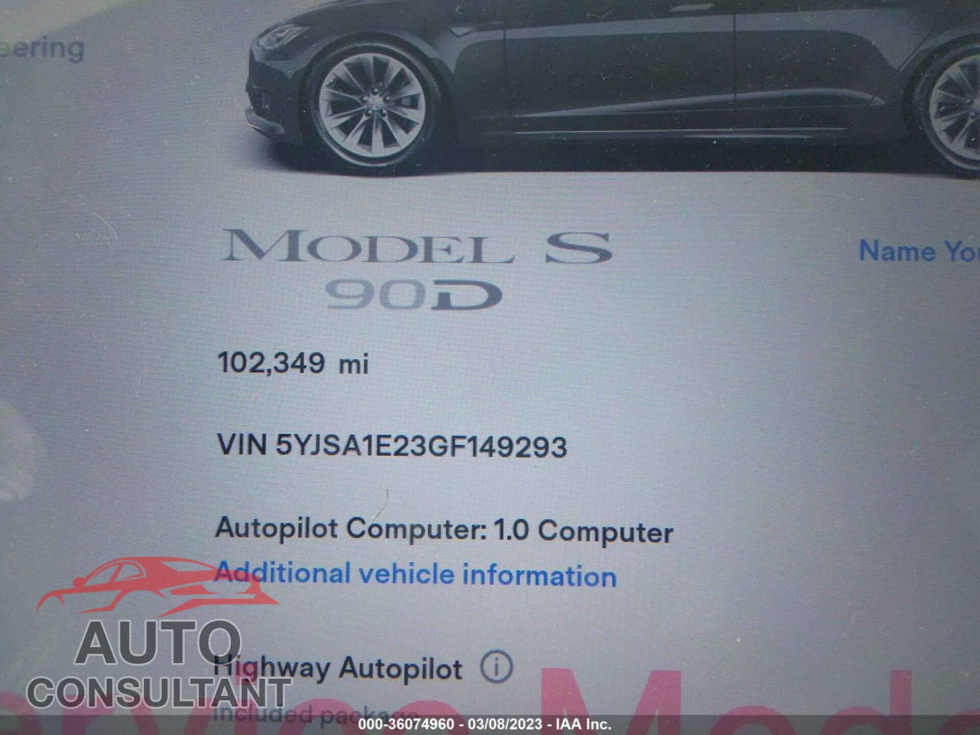 TESLA MODEL S 2016 - 5YJSA1E23GF149293