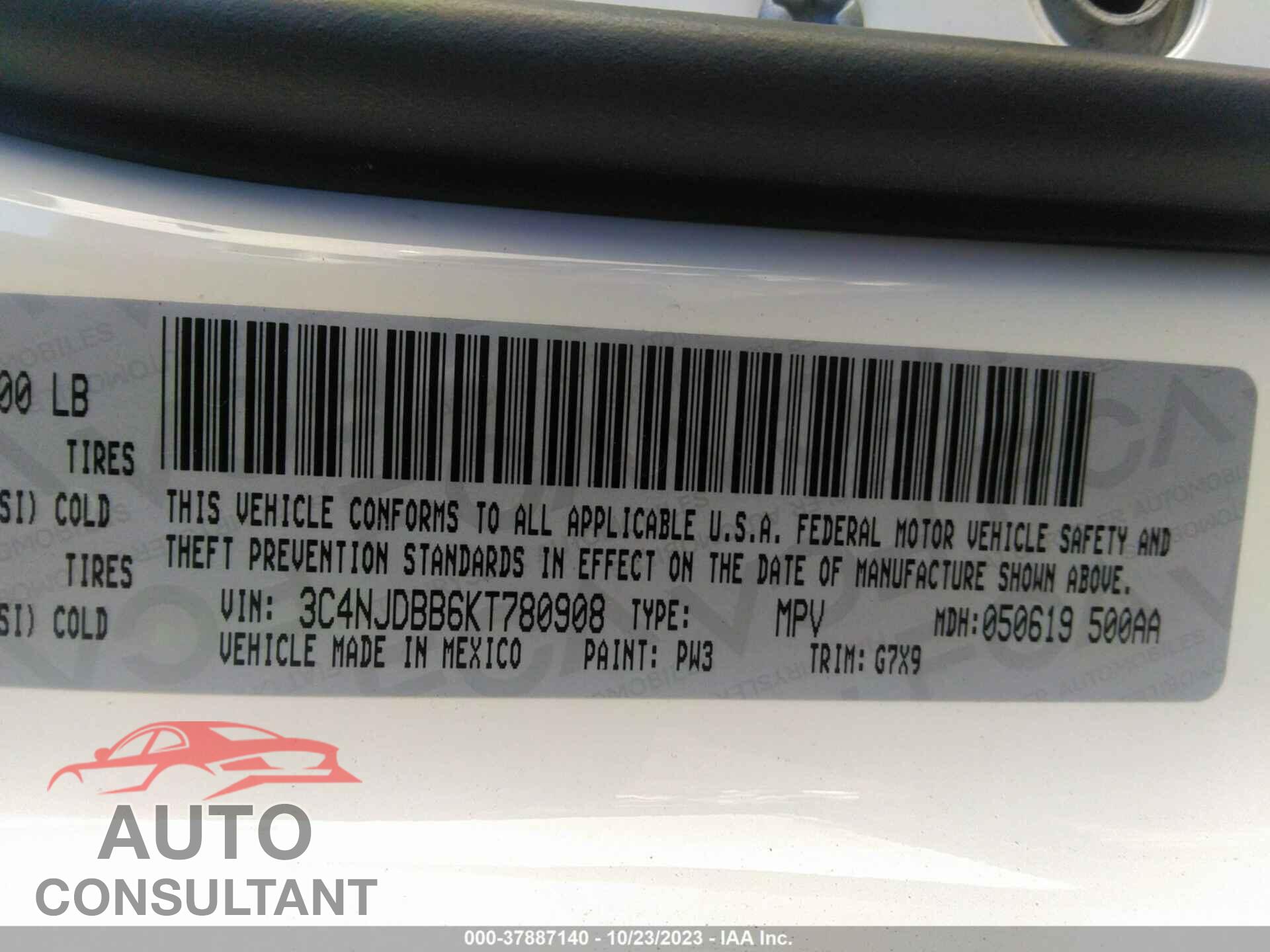 JEEP COMPASS 2019 - 3C4NJDBB6KT780908