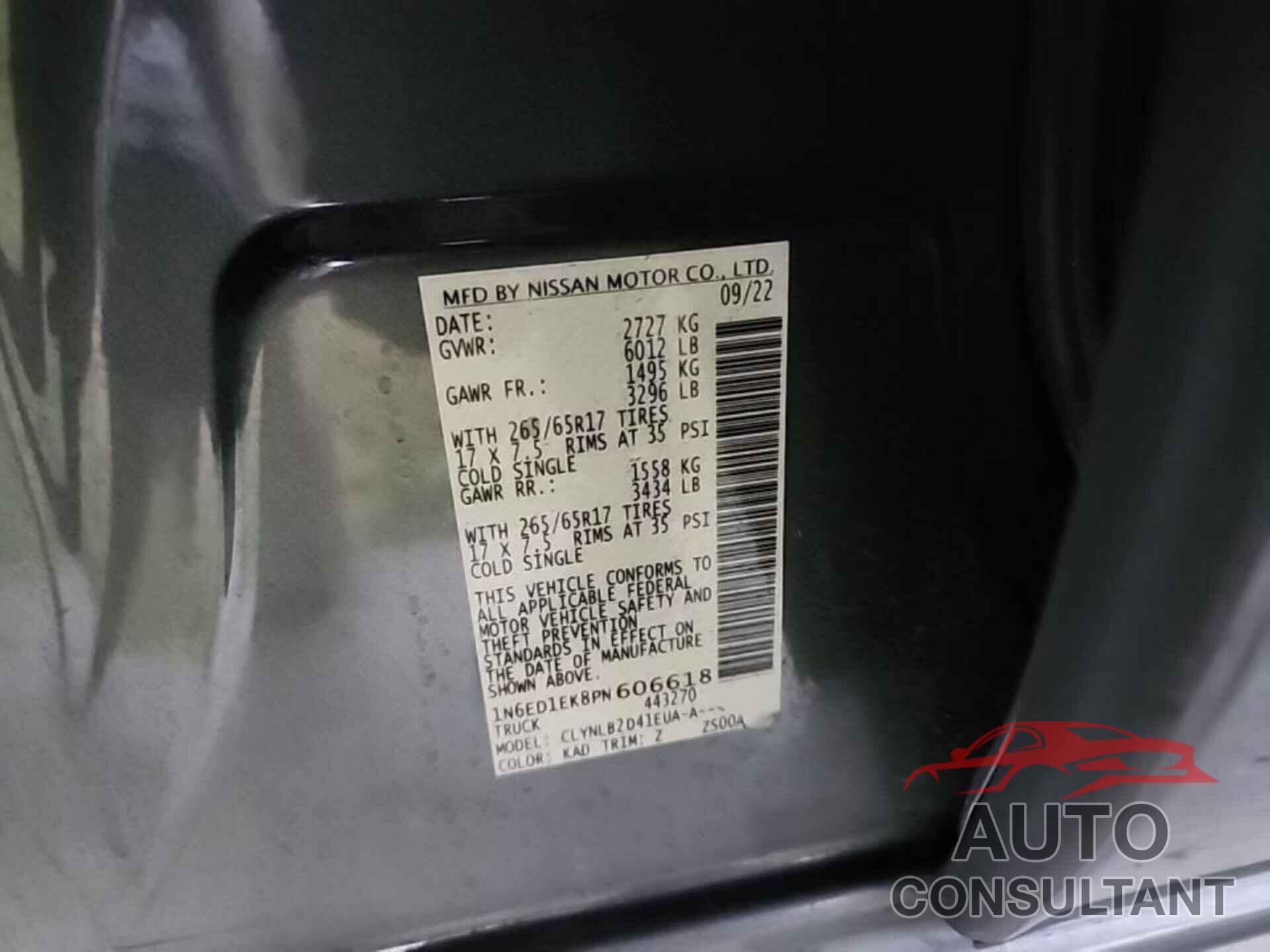 NISSAN FRONTIER 2023 - 1N6ED1EK8PN606618