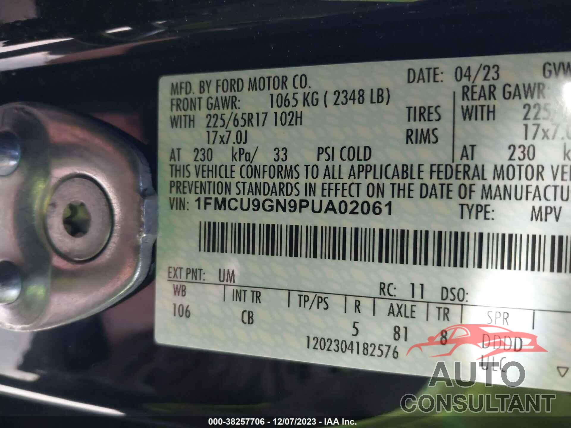 FORD ESCAPE 2023 - 1FMCU9GN9PUA02061