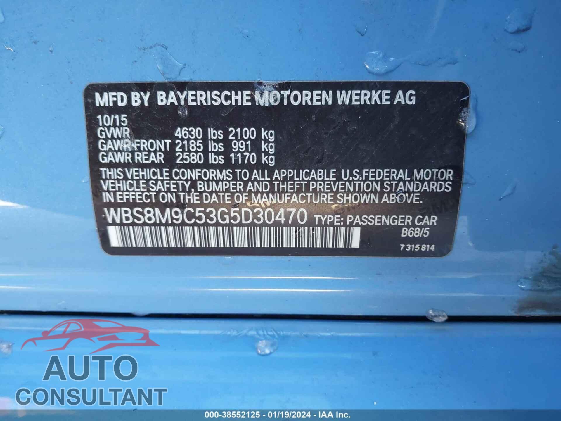 BMW M3 2016 - WBS8M9C53G5D30470