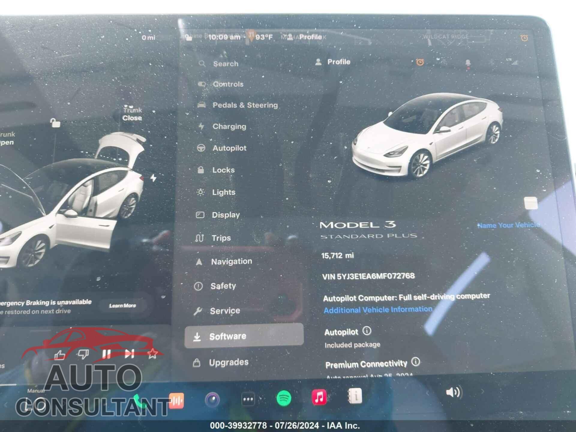 TESLA MODEL 3 2021 - 5YJ3E1EA6MF072768