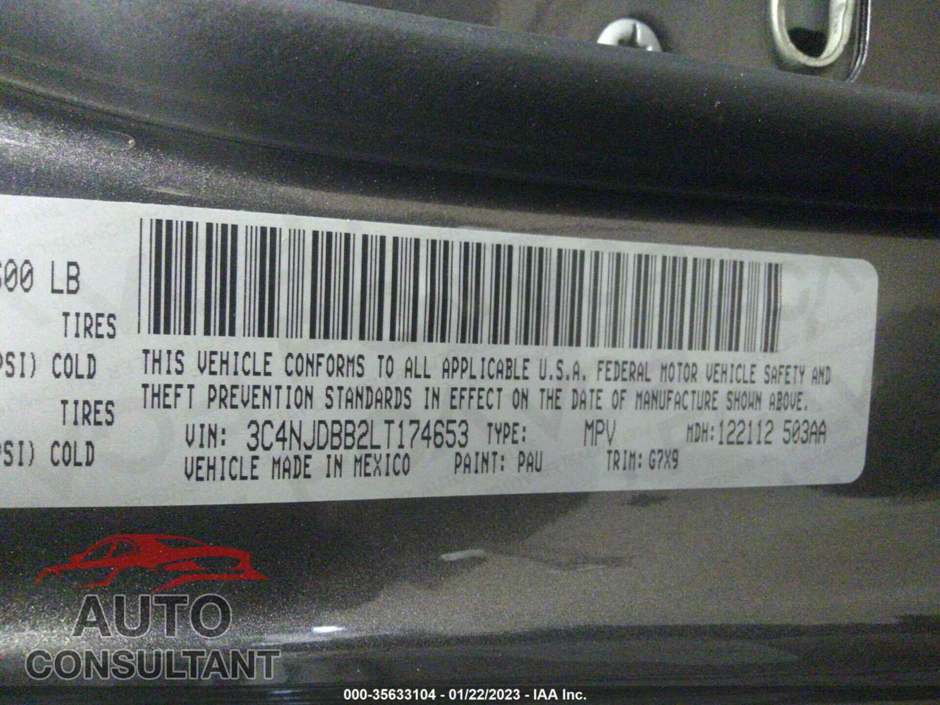 JEEP COMPASS 2020 - 3C4NJDBB2LT174653