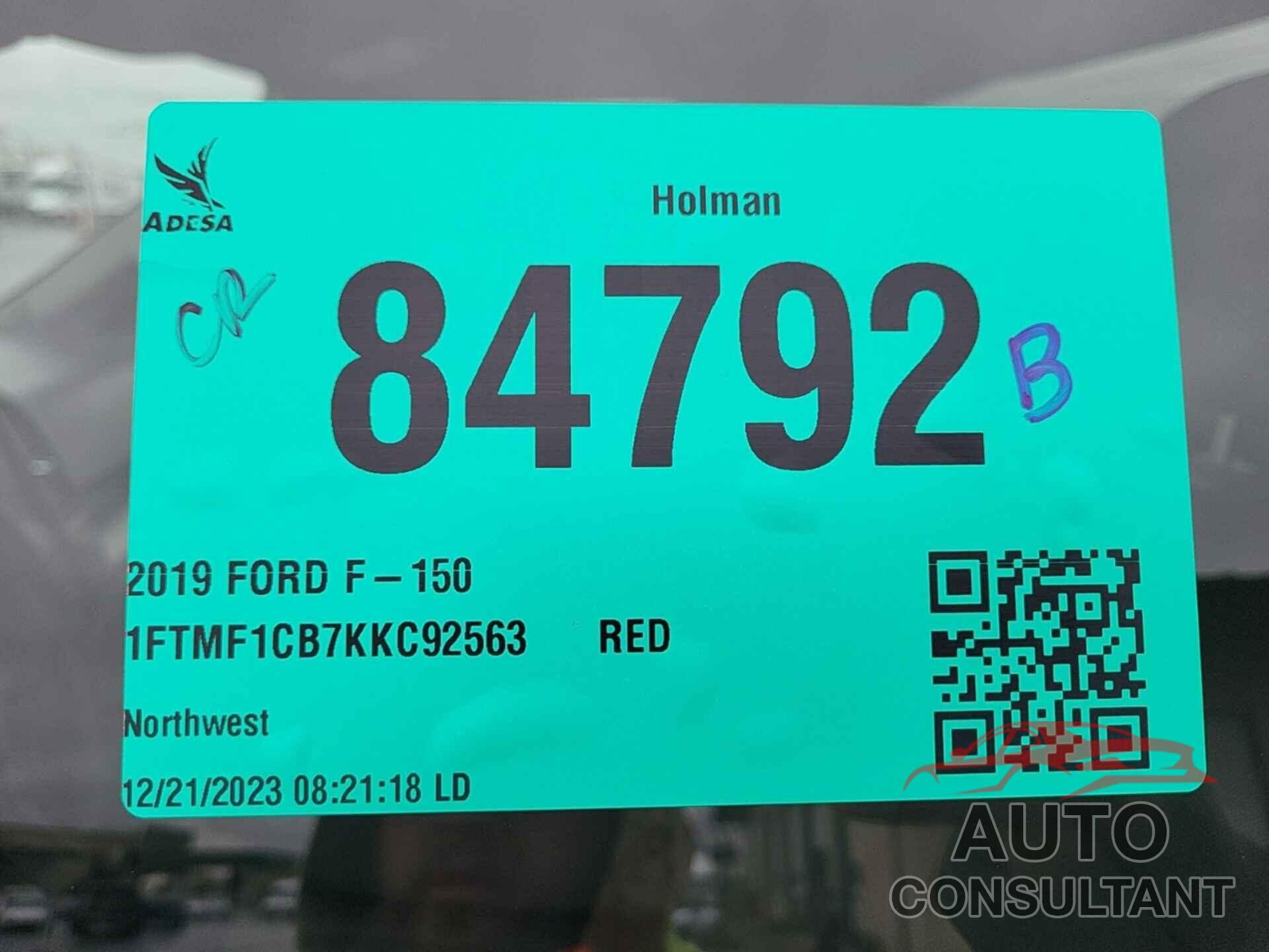 FORD F150 2019 - 1FTMF1CB7KKC92563
